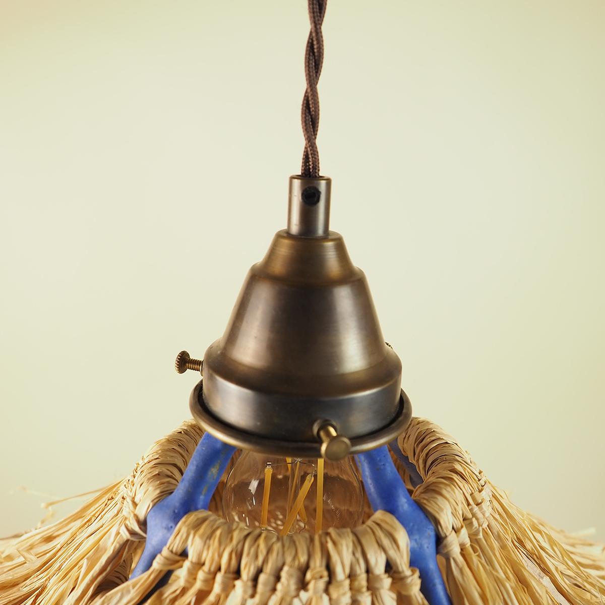 Small Palapa Pendant By Nani Goods,  Ceramic Raffia Pendant In New Condition For Sale In South Pasadena, CA