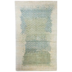 Small Pale Turquoise and Green Contemporary Gabbeh Persian Wool Rug
