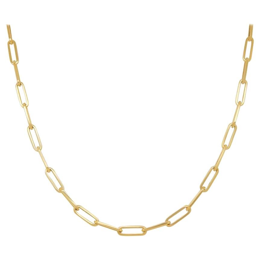 Small Paperclip Link Necklace Chain 5.2 Grams 14k Italian Yellow Gold