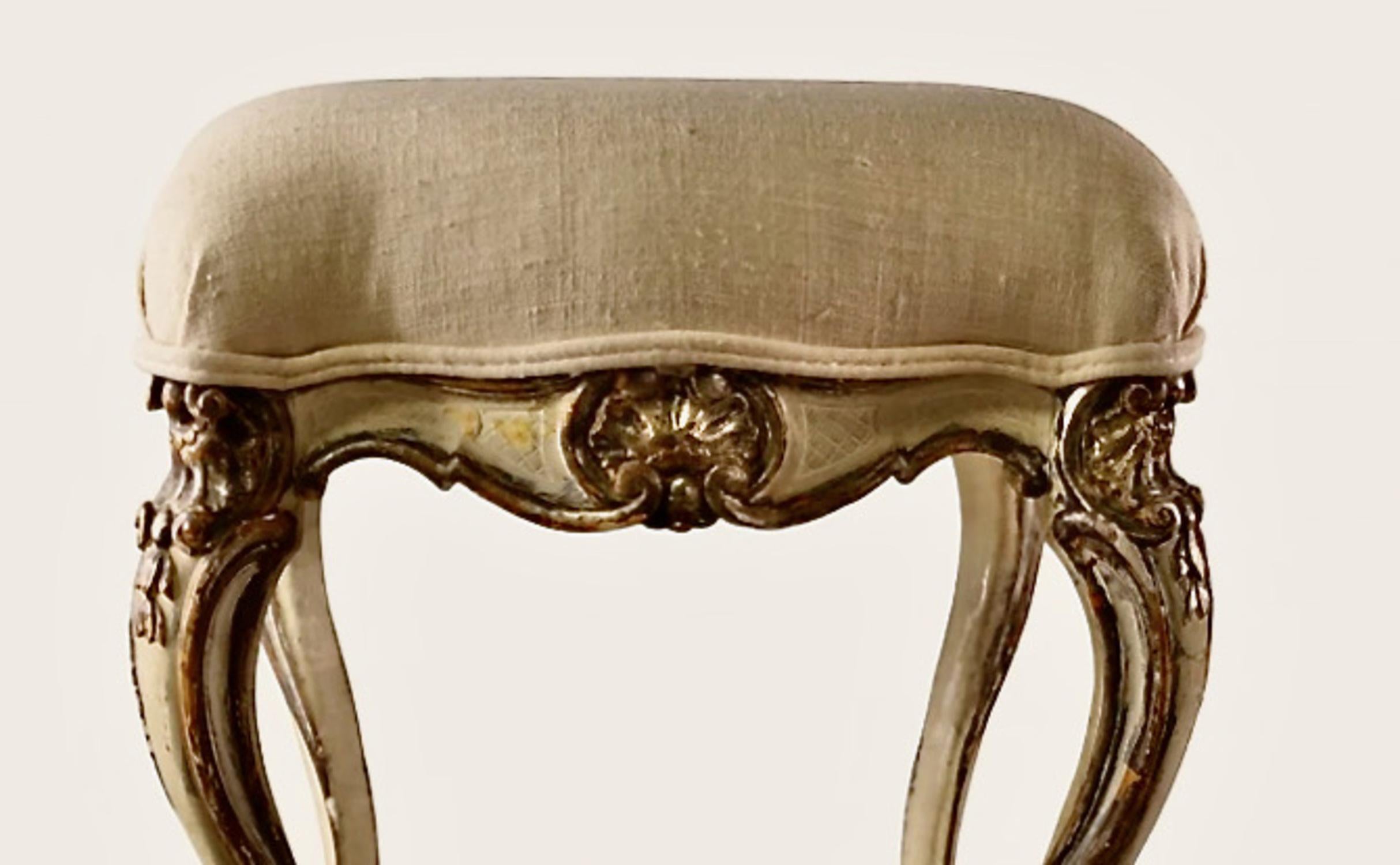 Rococo Revival Small Parcel Gilt Vanity Stool For Sale
