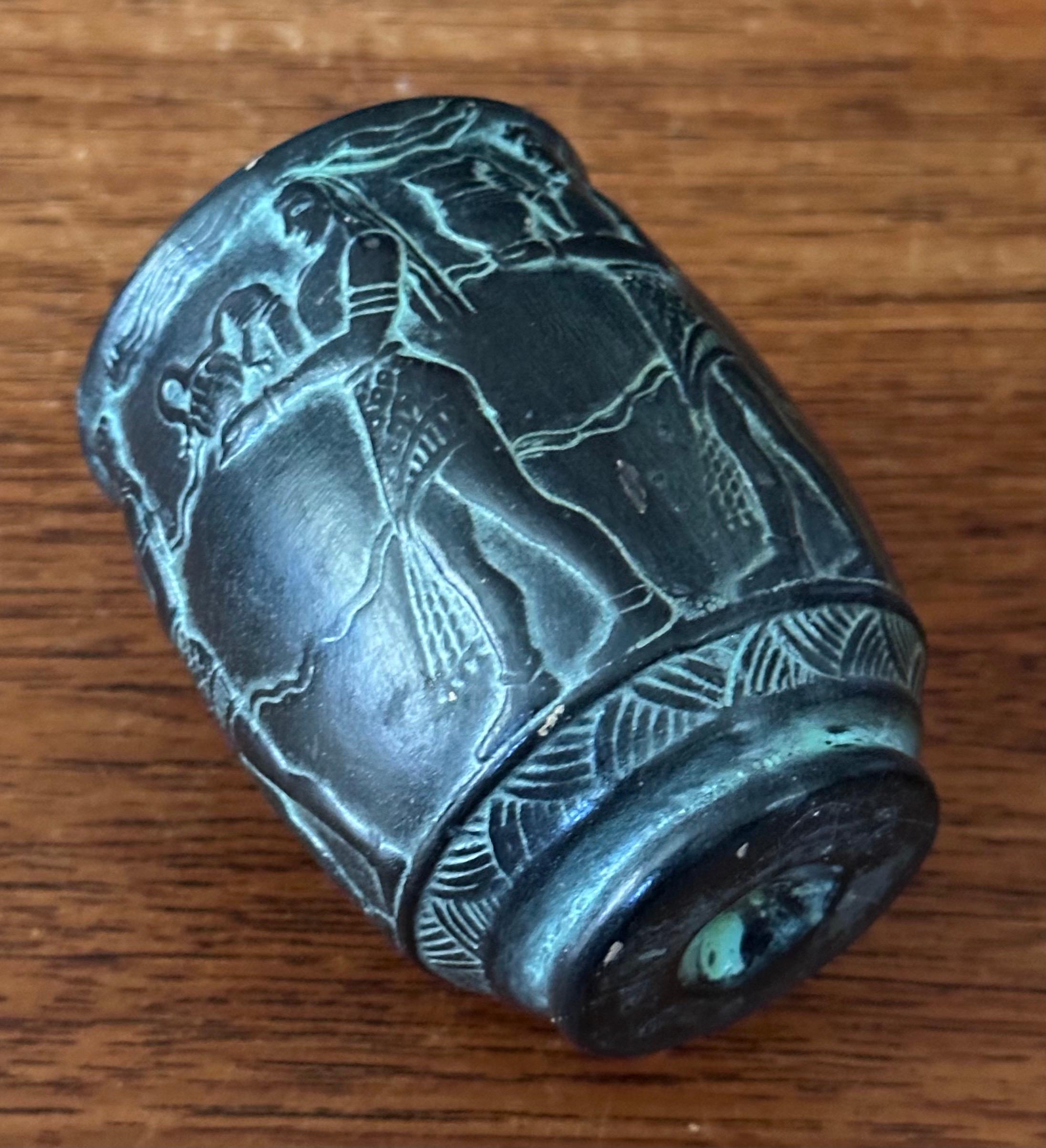 20th Century Small Patinated Bronze Greek Vase For Sale