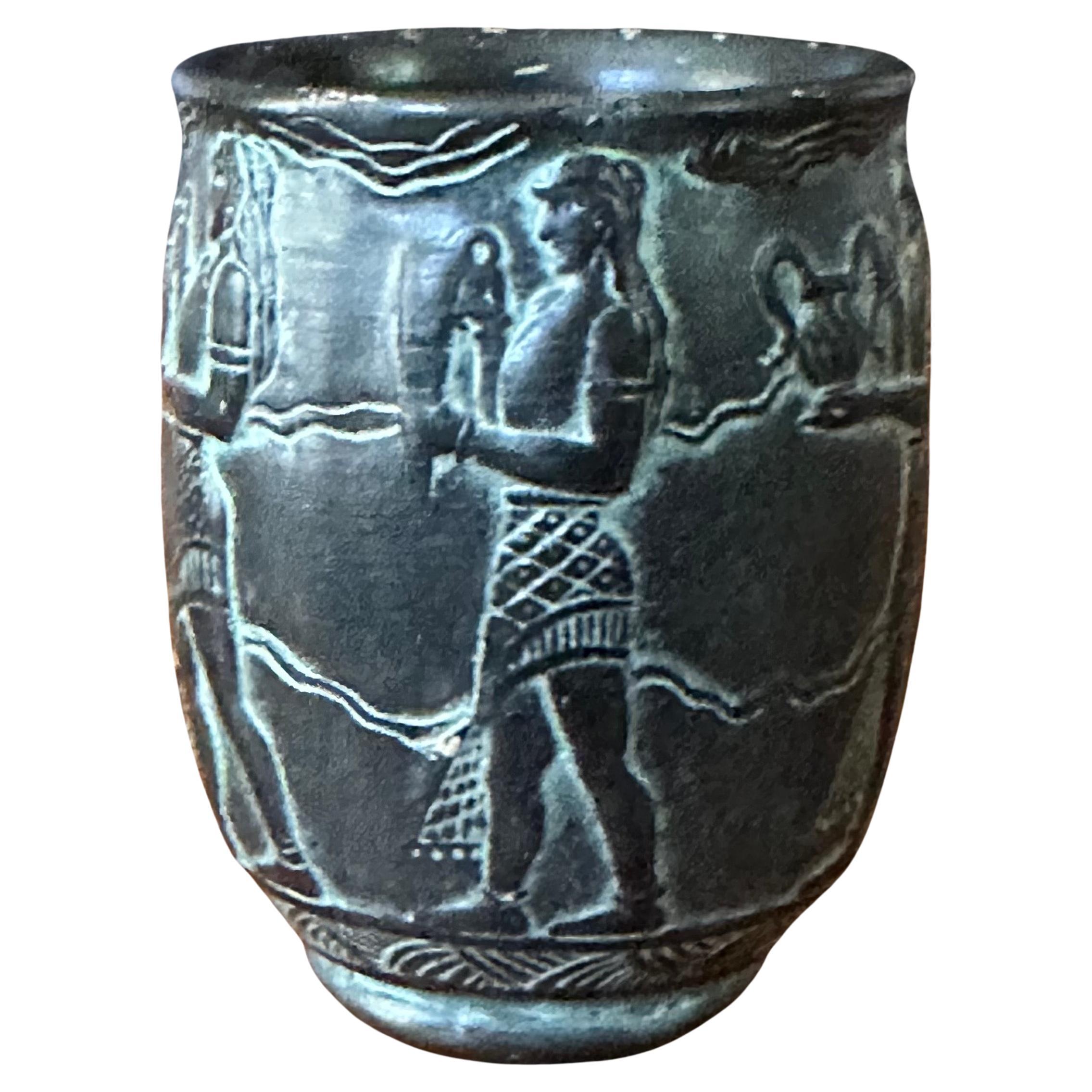 Small Patinated Bronze Greek Vase For Sale 3