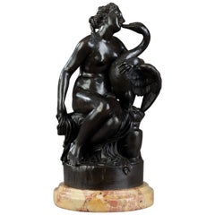 Antique Small Patinated Bronze Group Leda and the Swan by Rogue