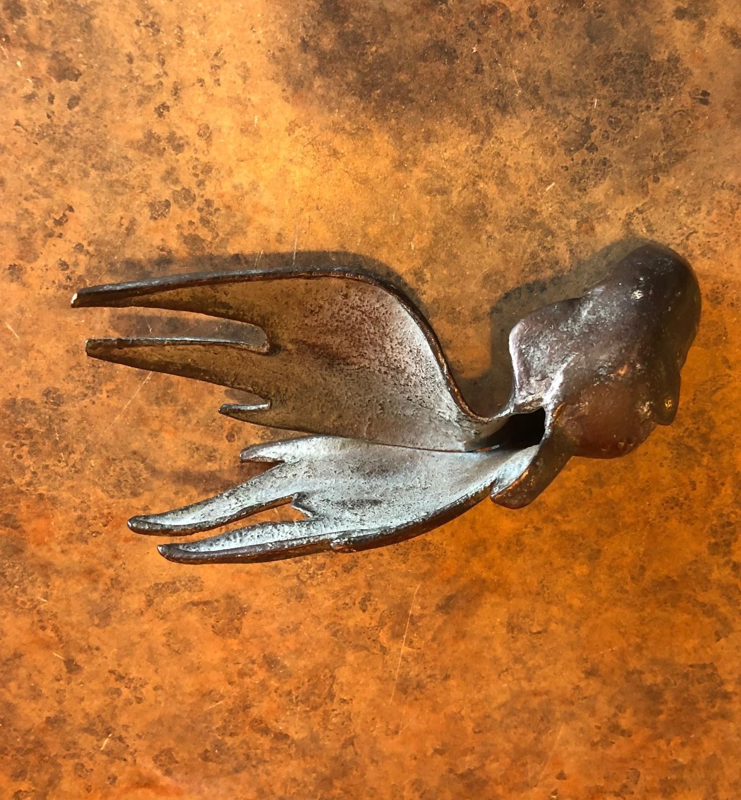 Small Patinated Bronze Koi Sculpture or Paperweight In Good Condition In San Diego, CA