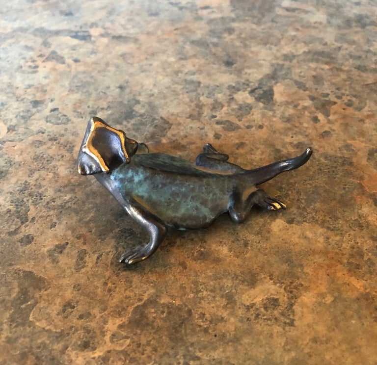 20th Century Small Patinated Bronze Lizard / Gecko Sculpture For Sale