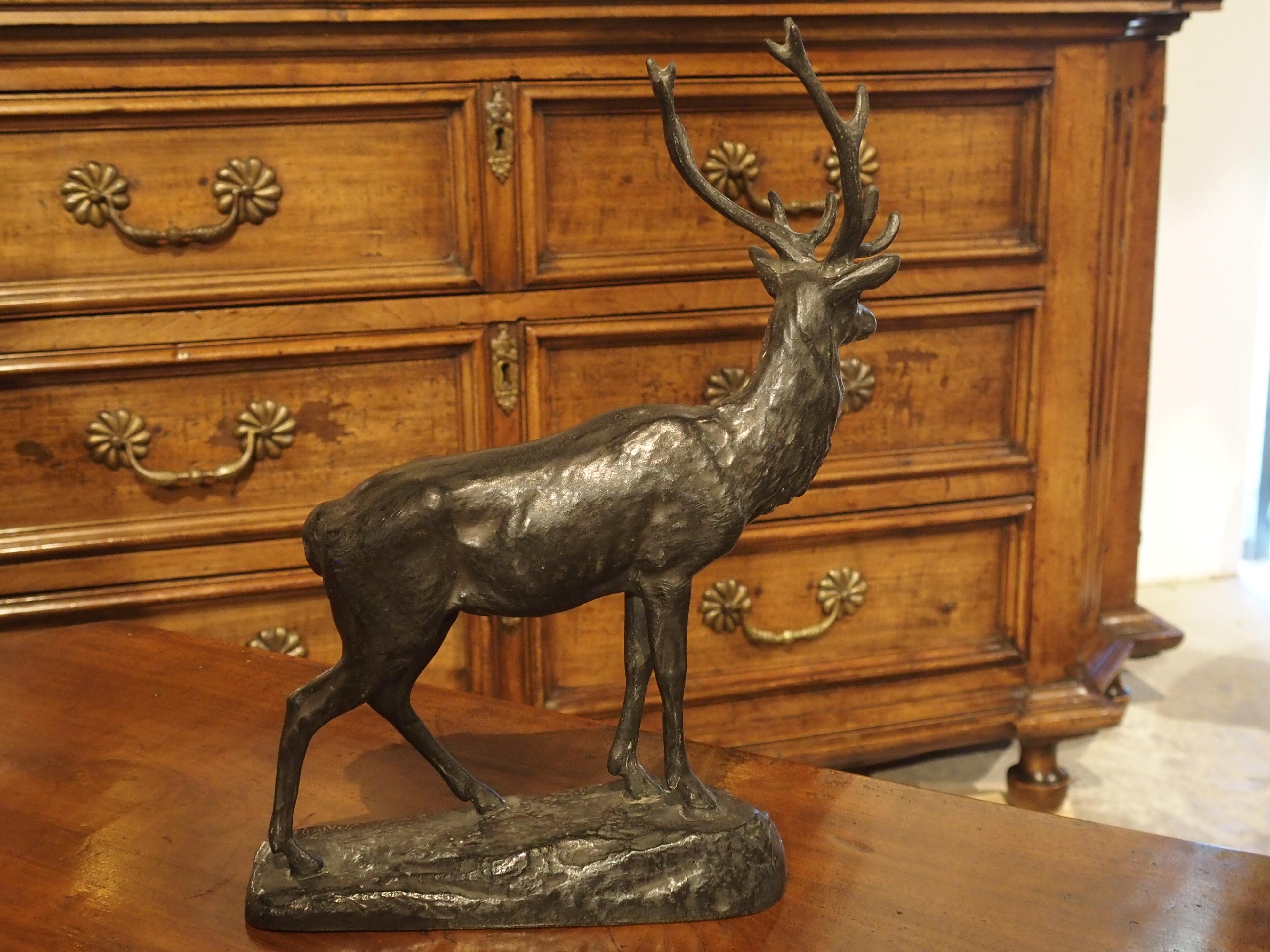 Small Patinated Bronze Statue of a Stag by Gardet, Late 19th Century, France 5