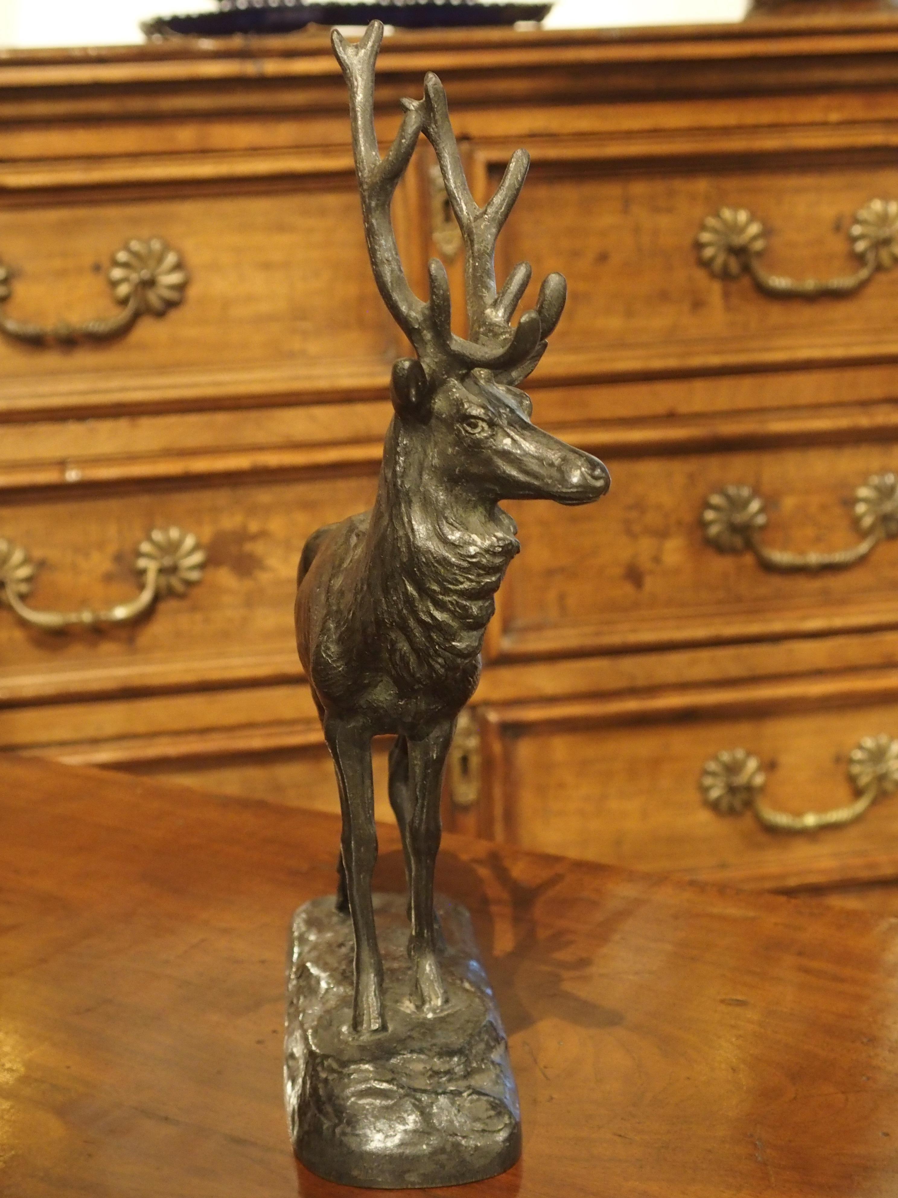 Small Patinated Bronze Statue of a Stag by Gardet, Late 19th Century, France 7