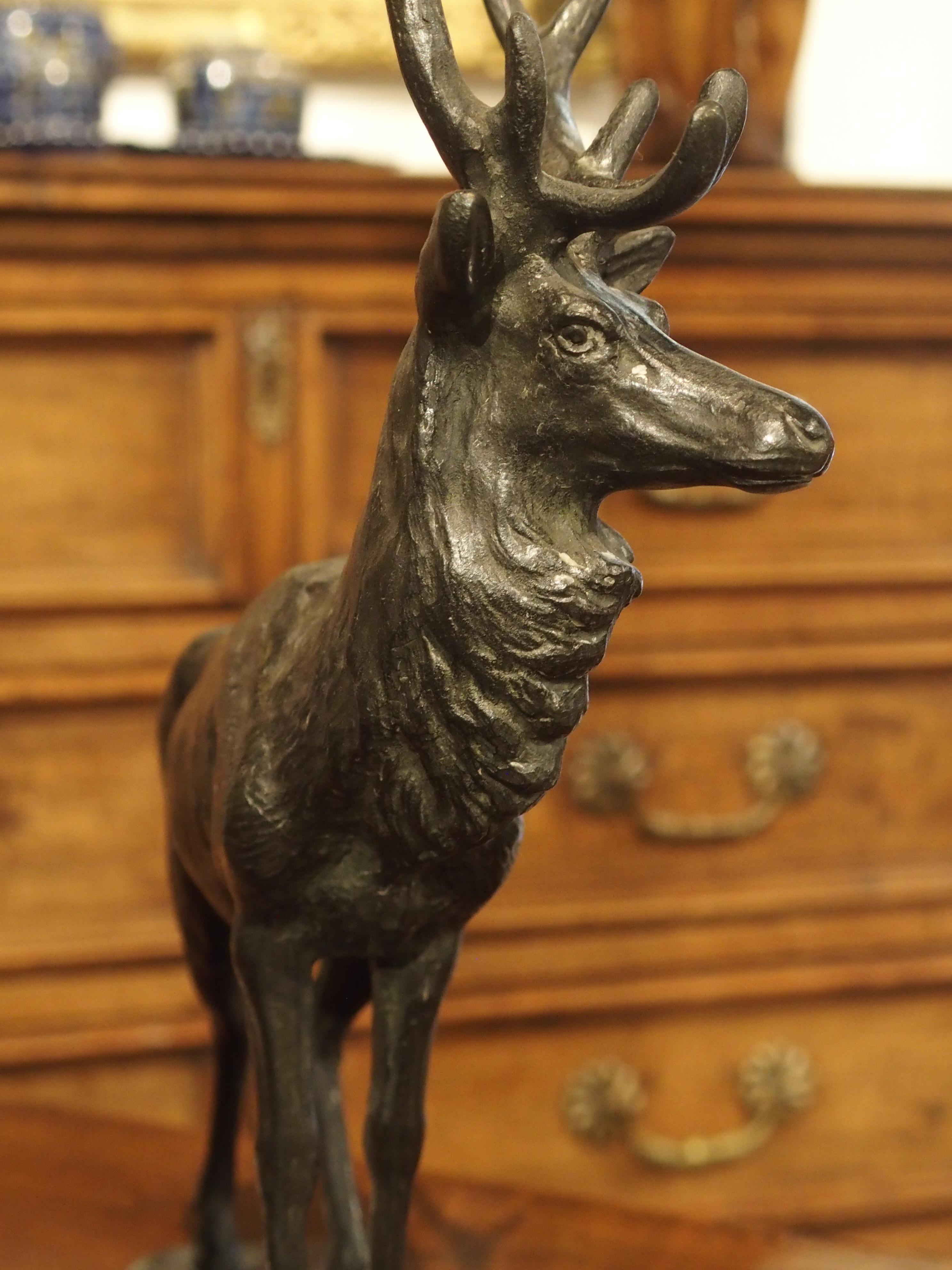 Small Patinated Bronze Statue of a Stag by Gardet, Late 19th Century, France 8