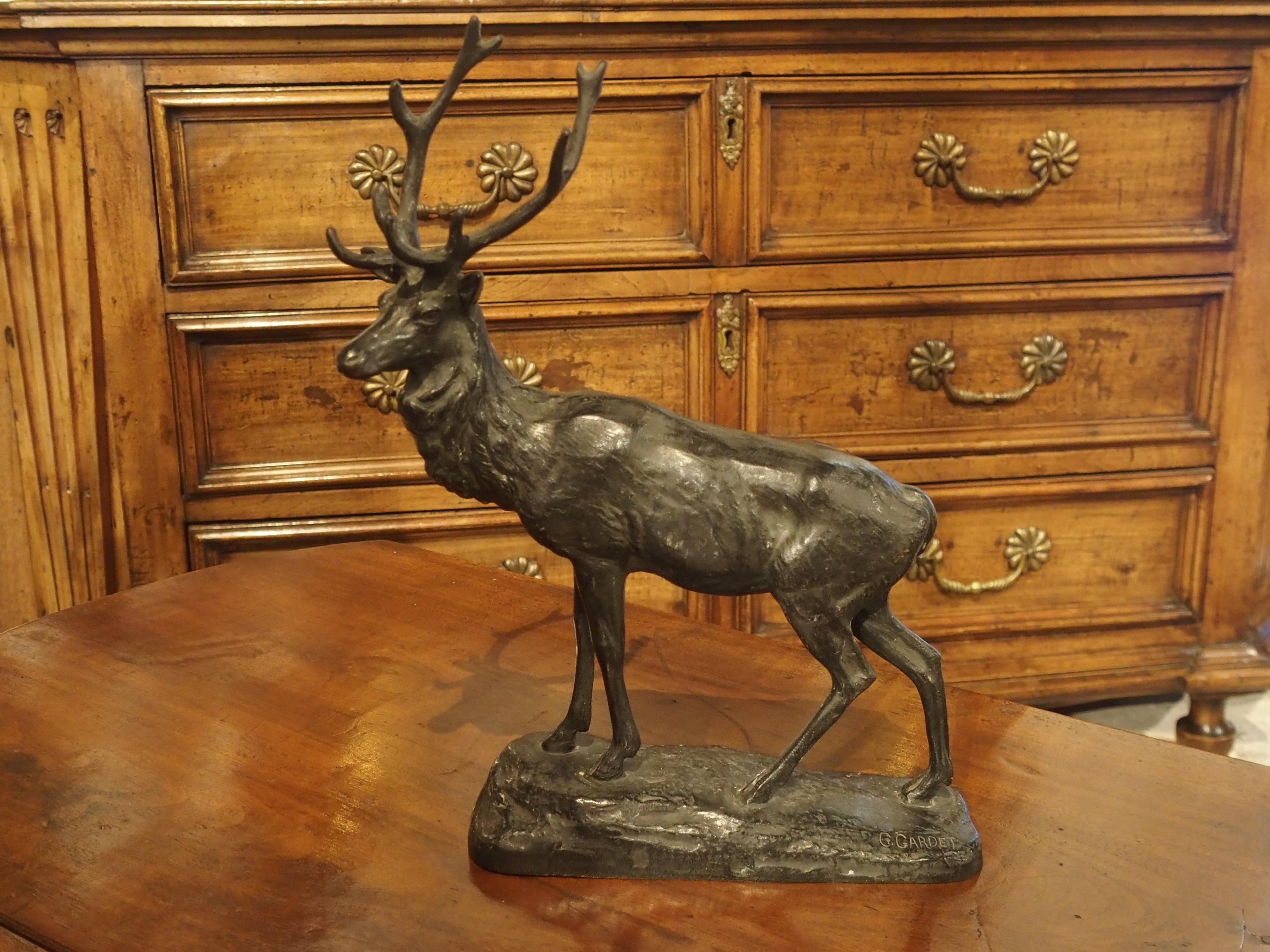 Small Patinated Bronze Statue of a Stag by Gardet, Late 19th Century, France 10