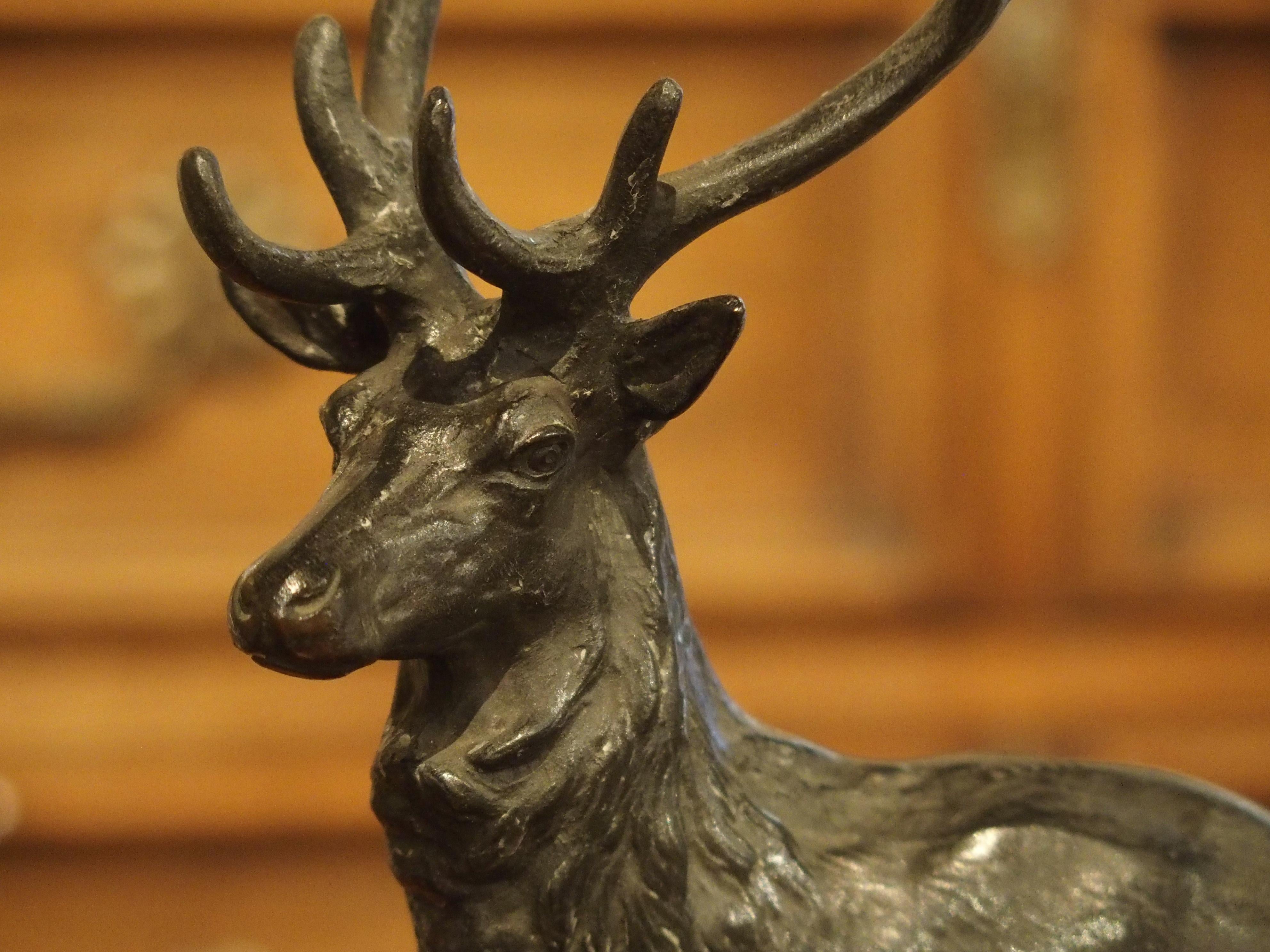 French Small Patinated Bronze Statue of a Stag by Gardet, Late 19th Century, France