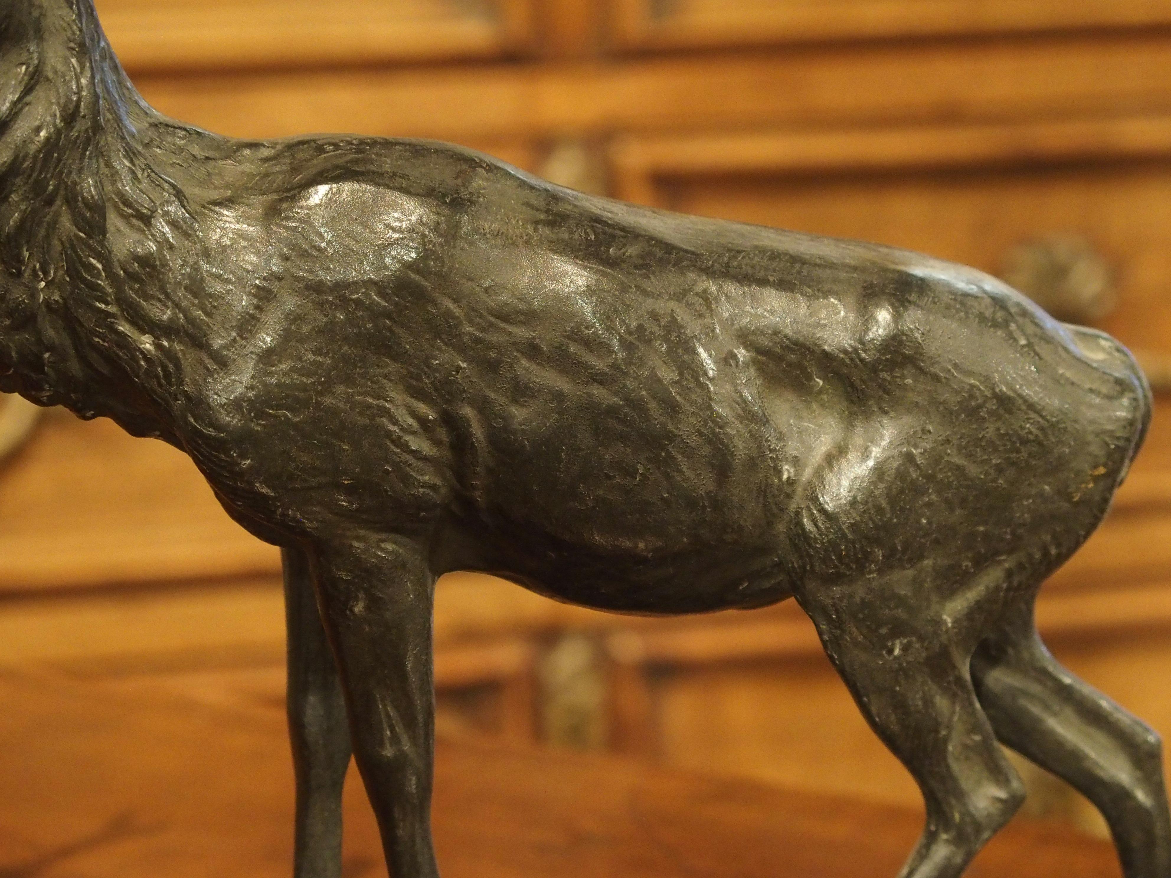 Cast Small Patinated Bronze Statue of a Stag by Gardet, Late 19th Century, France