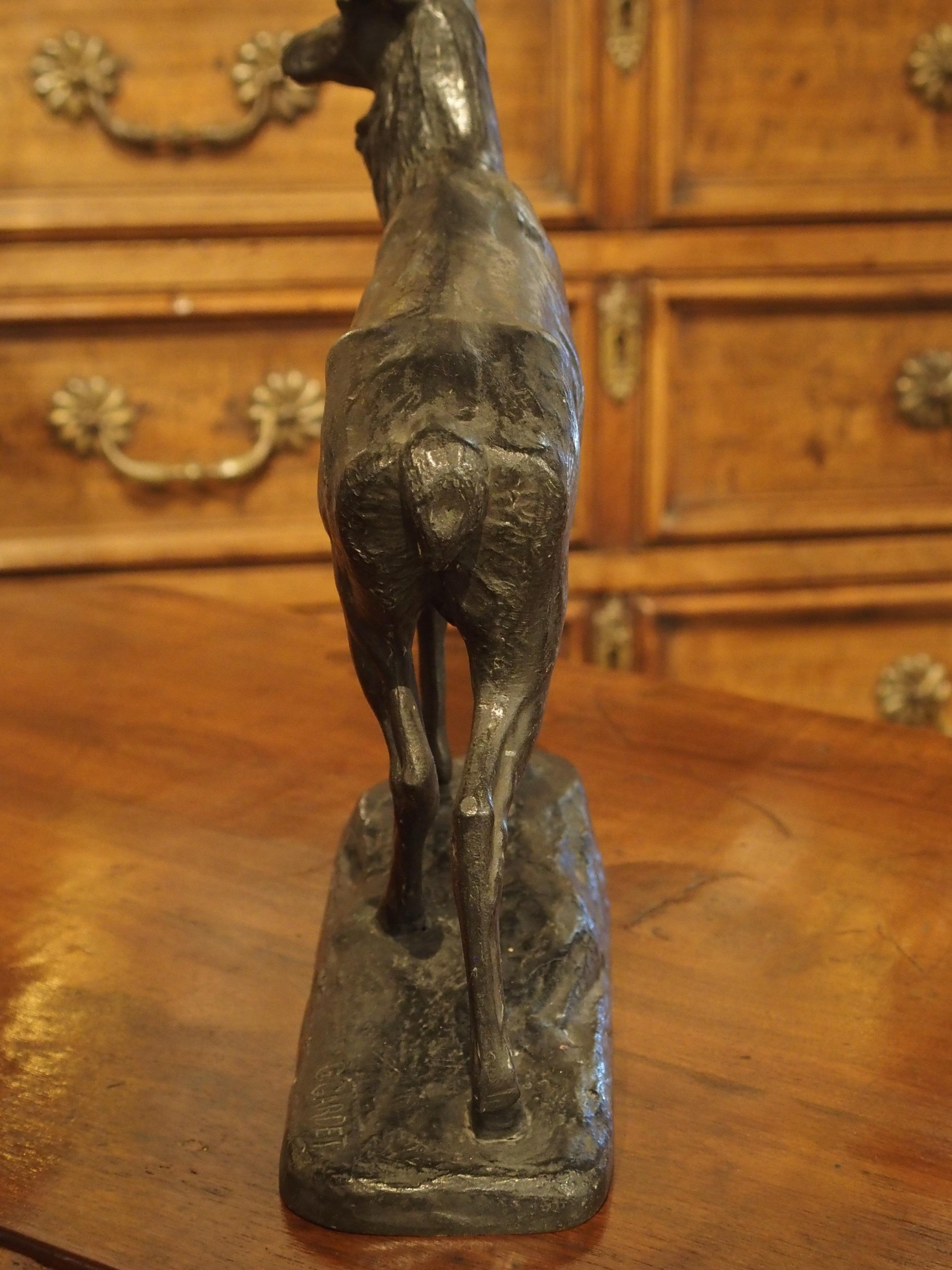 Small Patinated Bronze Statue of a Stag by Gardet, Late 19th Century, France 3