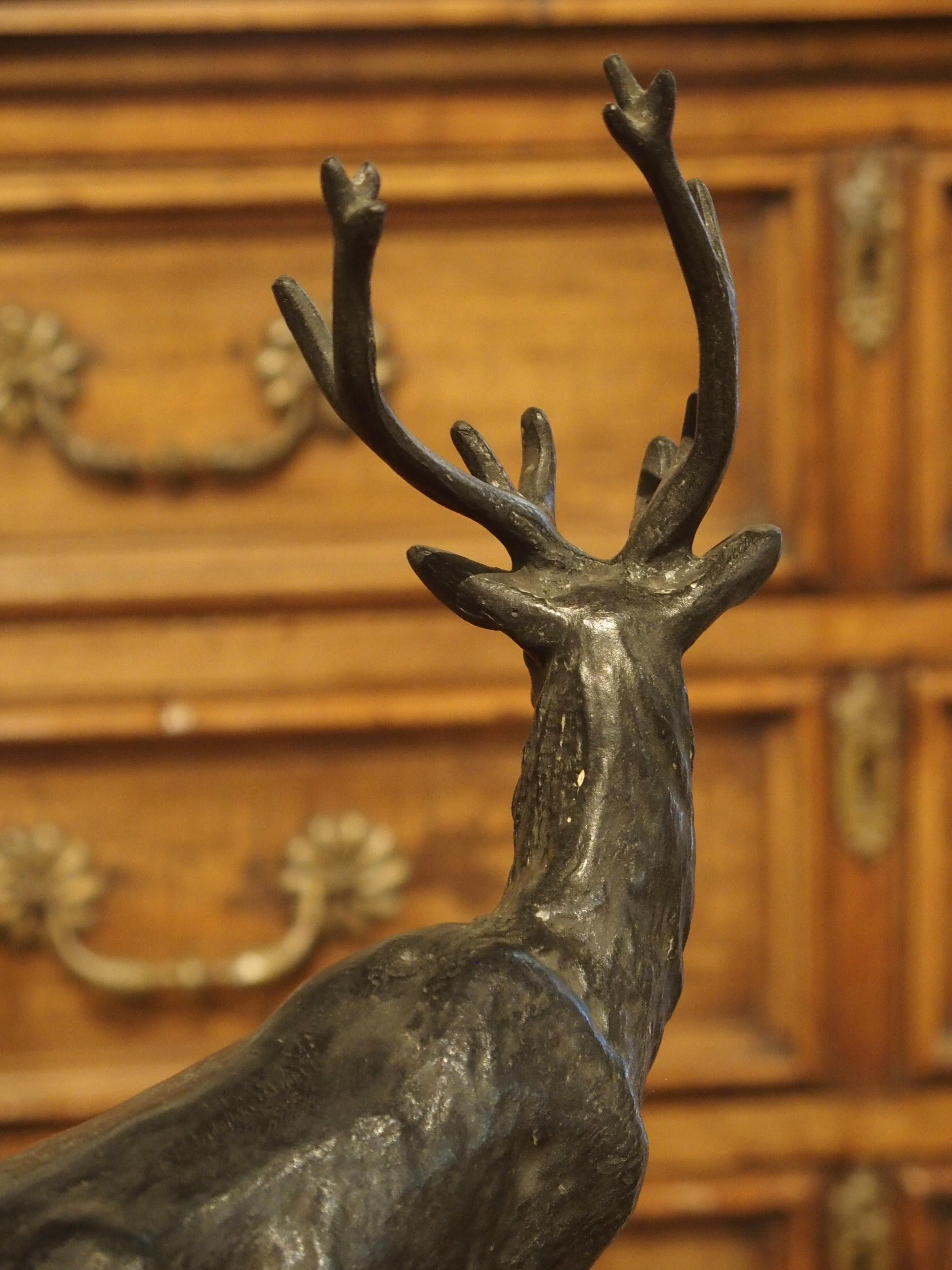 Small Patinated Bronze Statue of a Stag by Gardet, Late 19th Century, France 4