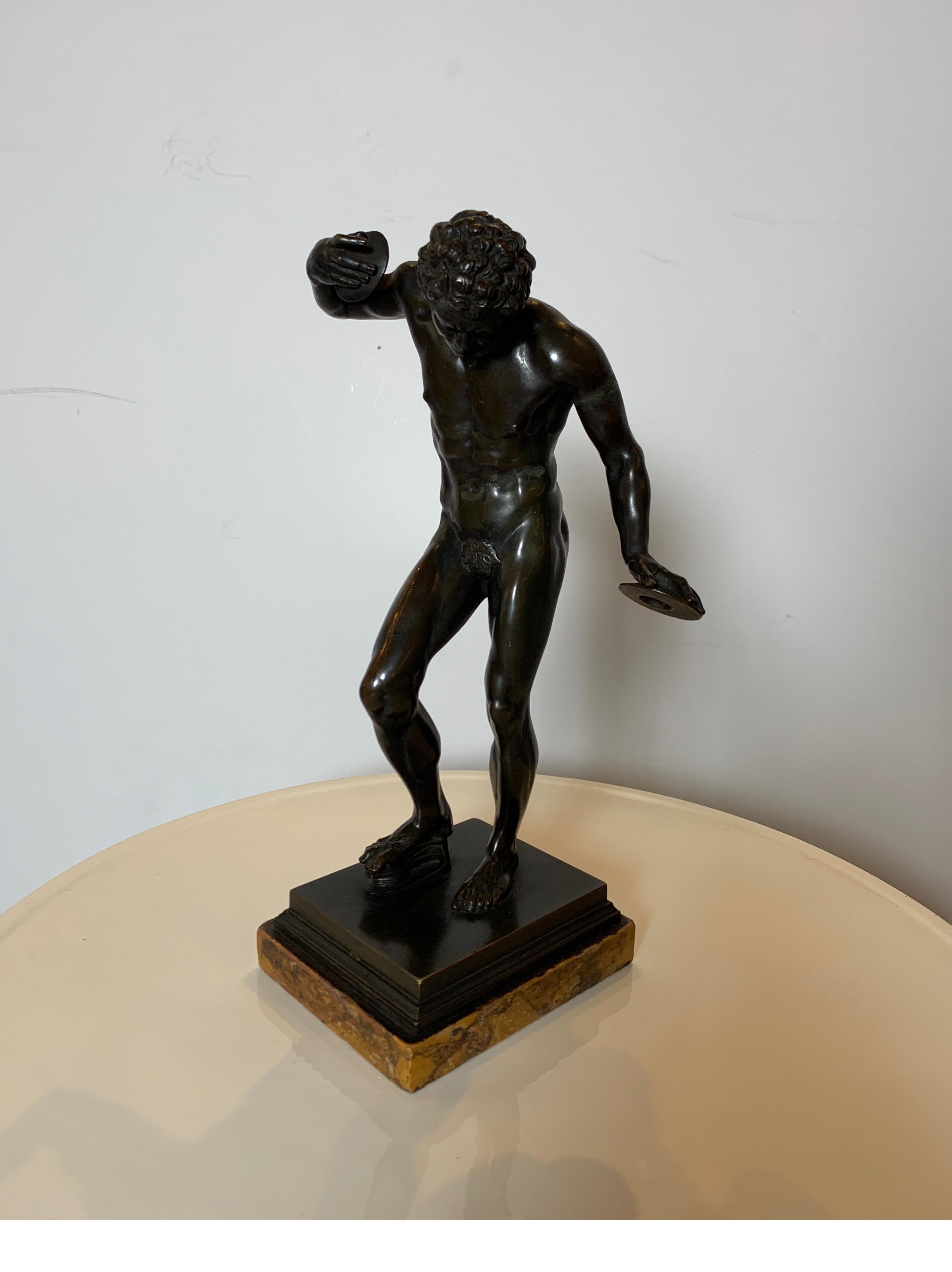 European Small Patinated Grand Tour Bronze of Dancing Pan