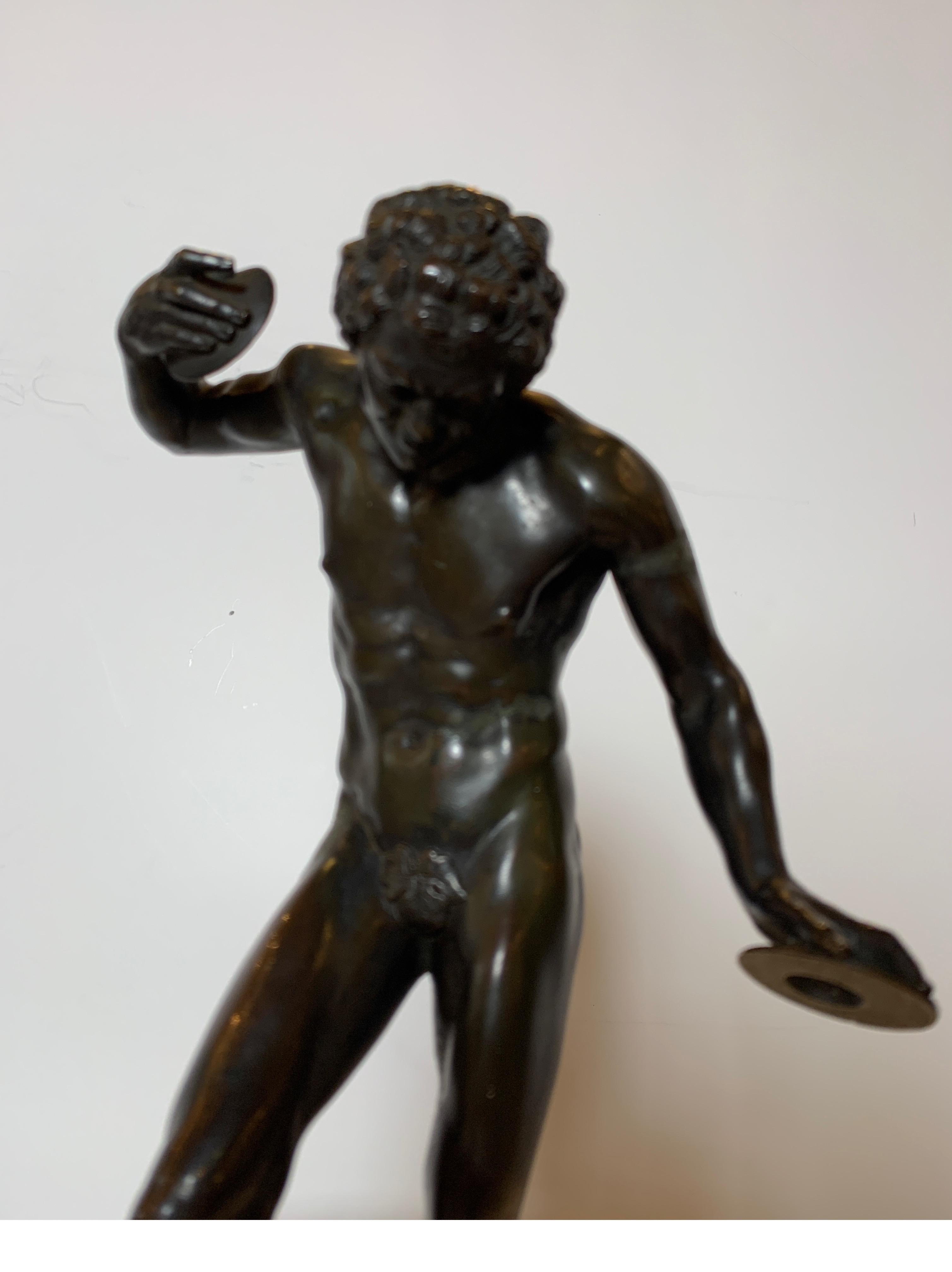 Small Patinated Grand Tour Bronze of Dancing Pan In Good Condition In Lambertville, NJ