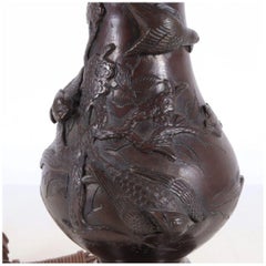 Small Patinated Metal Chinoiserie Lamp