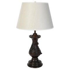 Small Patinated Metal Chinoiserie Lamp