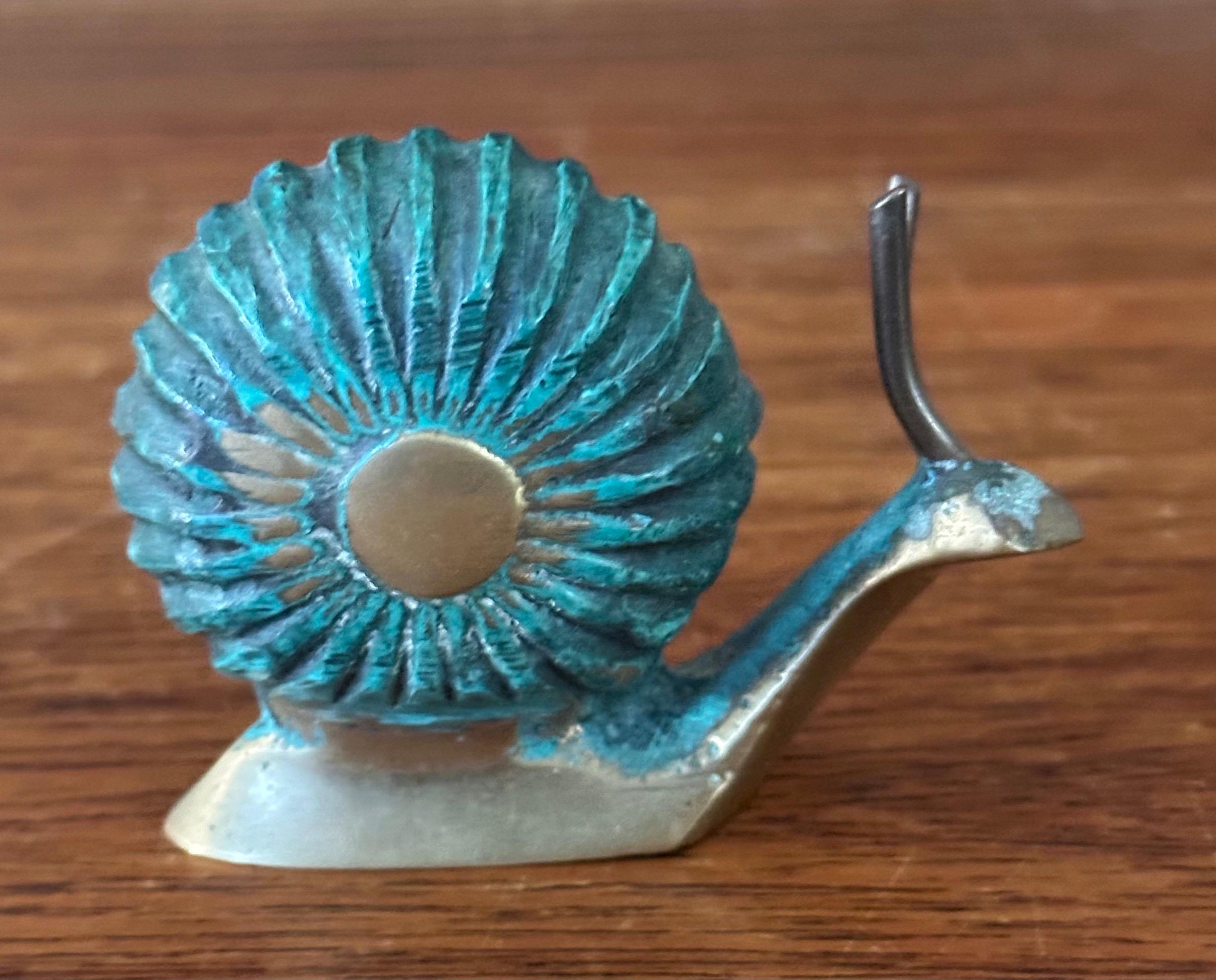 Patinierte Verdigris-Bronze-Schneckenskulptur / Briefbeschwerer, Schneckenskulptur im Angebot 6