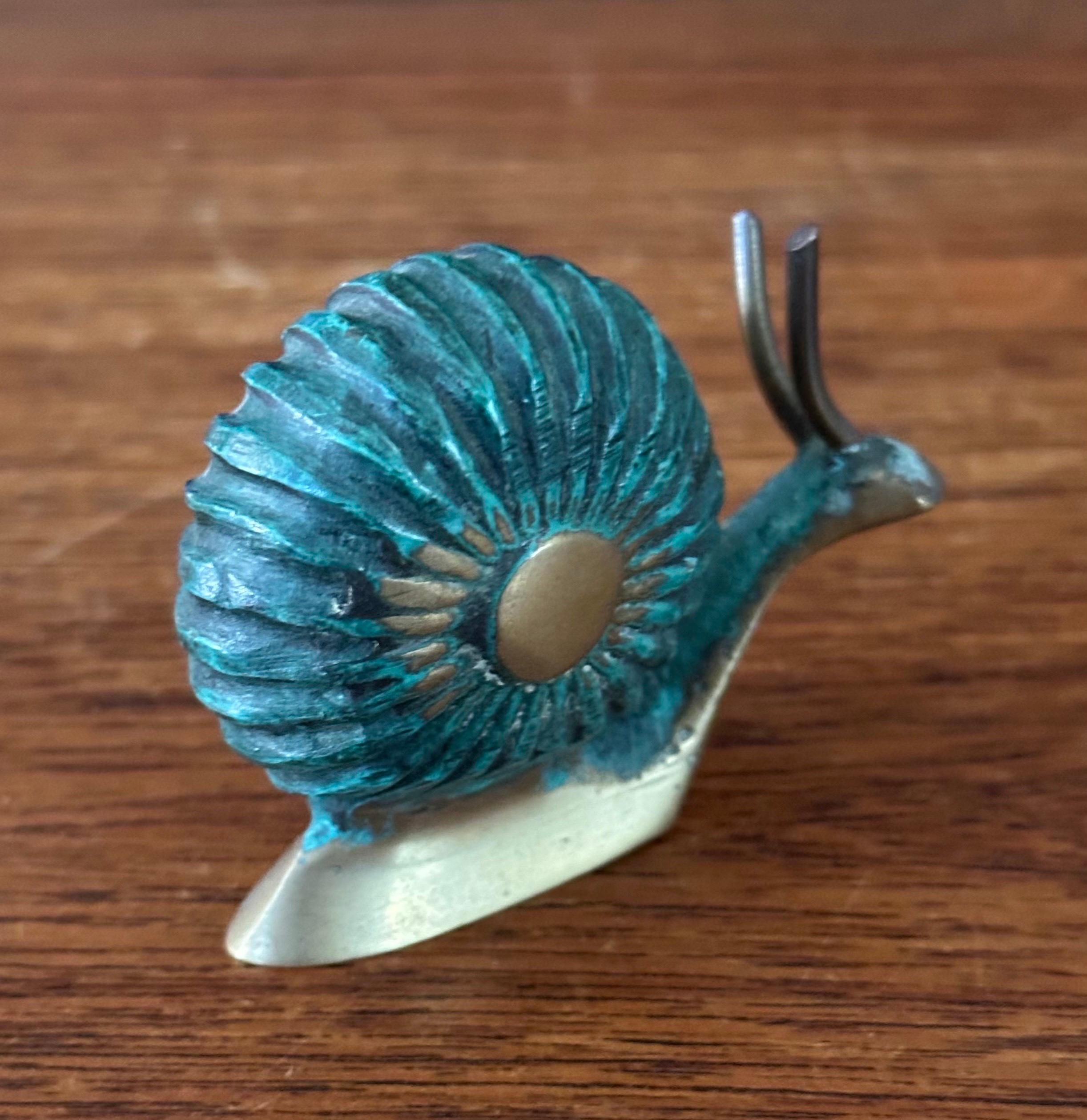 Patinierte Verdigris-Bronze-Schneckenskulptur / Briefbeschwerer, Schneckenskulptur im Angebot 7