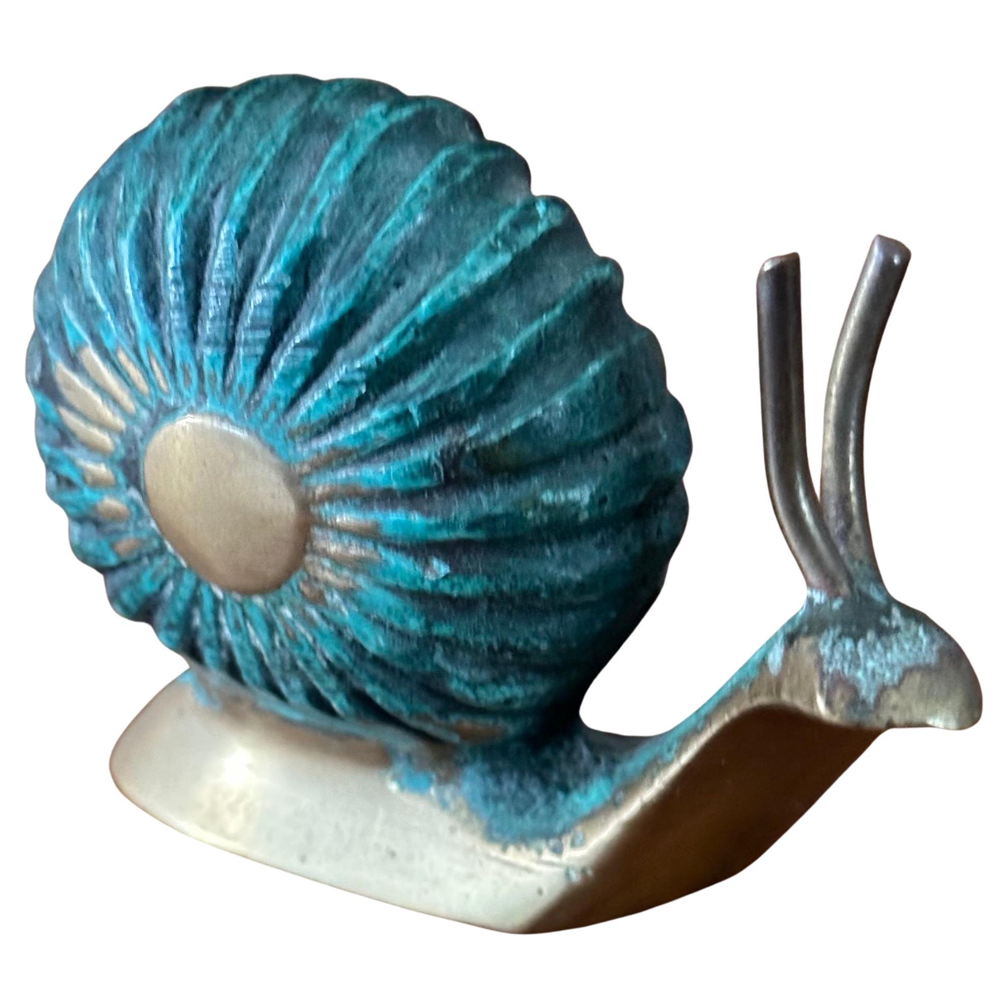 Patinierte Verdigris-Bronze-Schneckenskulptur / Briefbeschwerer, Schneckenskulptur im Angebot 8
