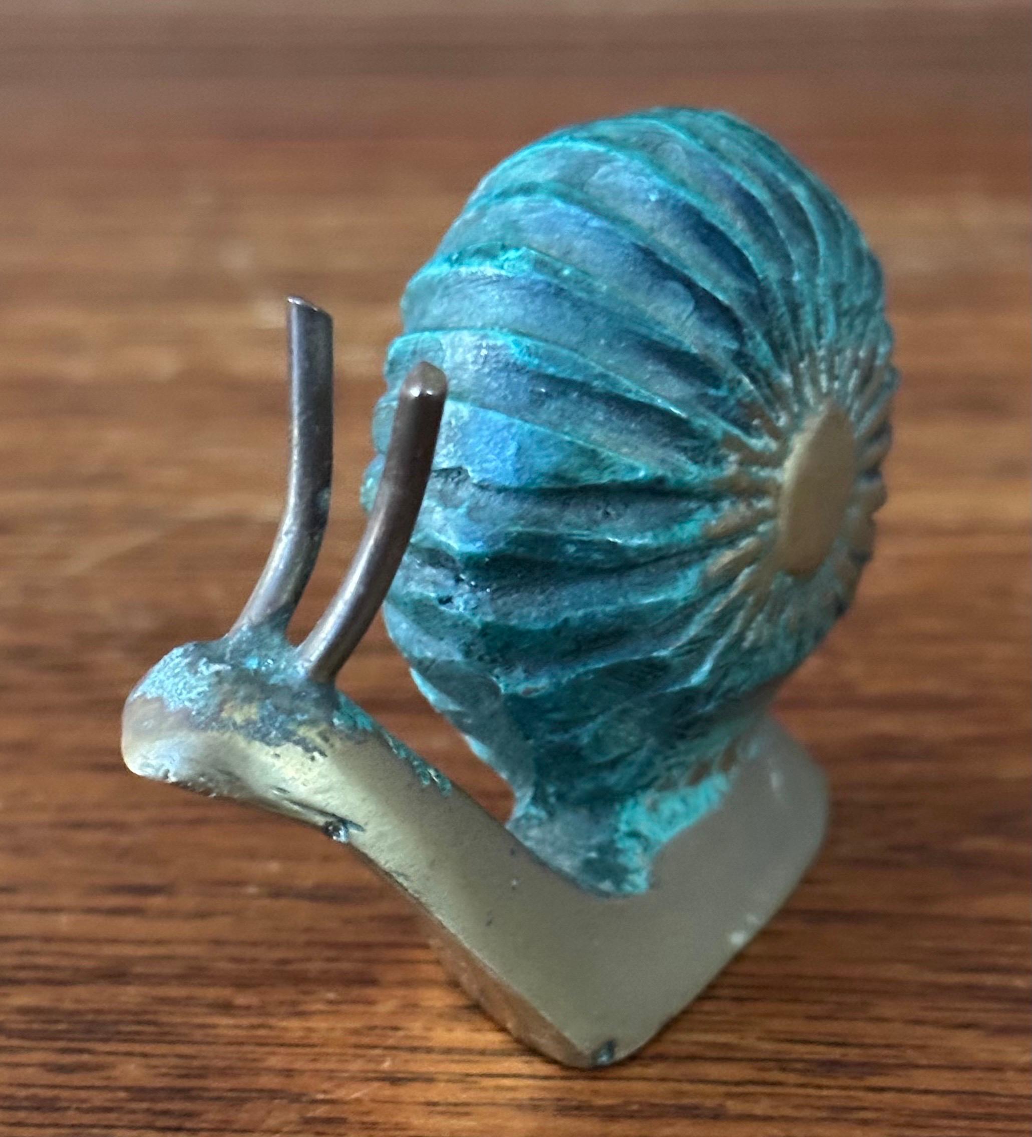 Patinierte Verdigris-Bronze-Schneckenskulptur / Briefbeschwerer, Schneckenskulptur im Angebot 2