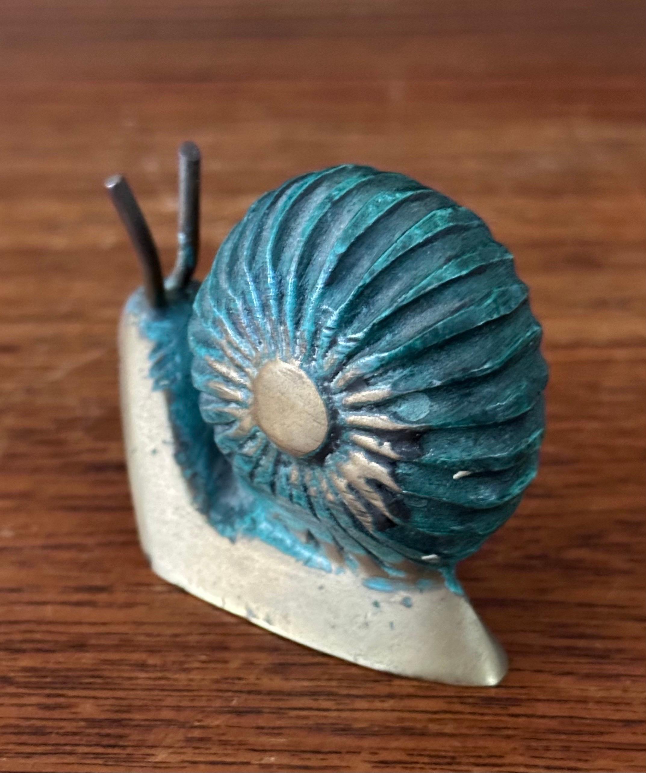 Patinierte Verdigris-Bronze-Schneckenskulptur / Briefbeschwerer, Schneckenskulptur im Angebot 3