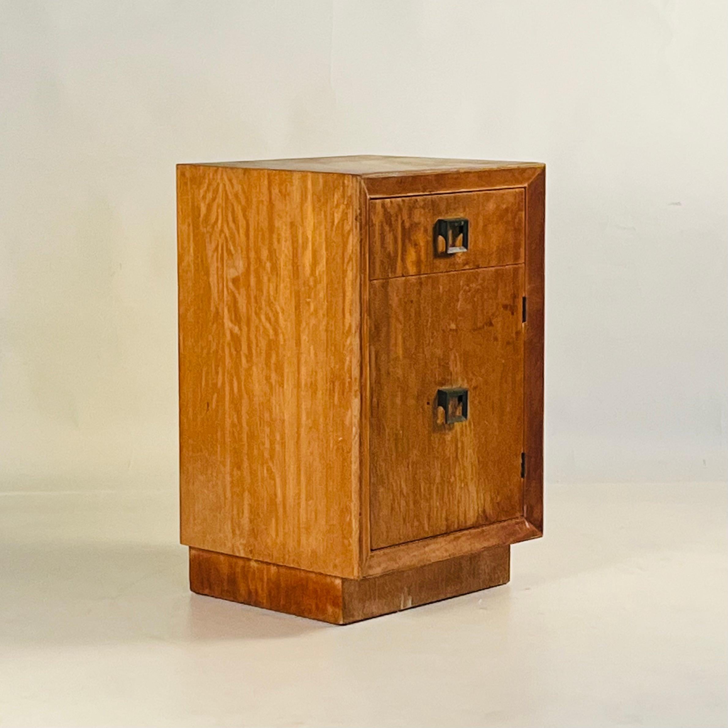 Mid-20th Century Small Patinated Walnut Midcentury Night Stand or Cabinet For Sale