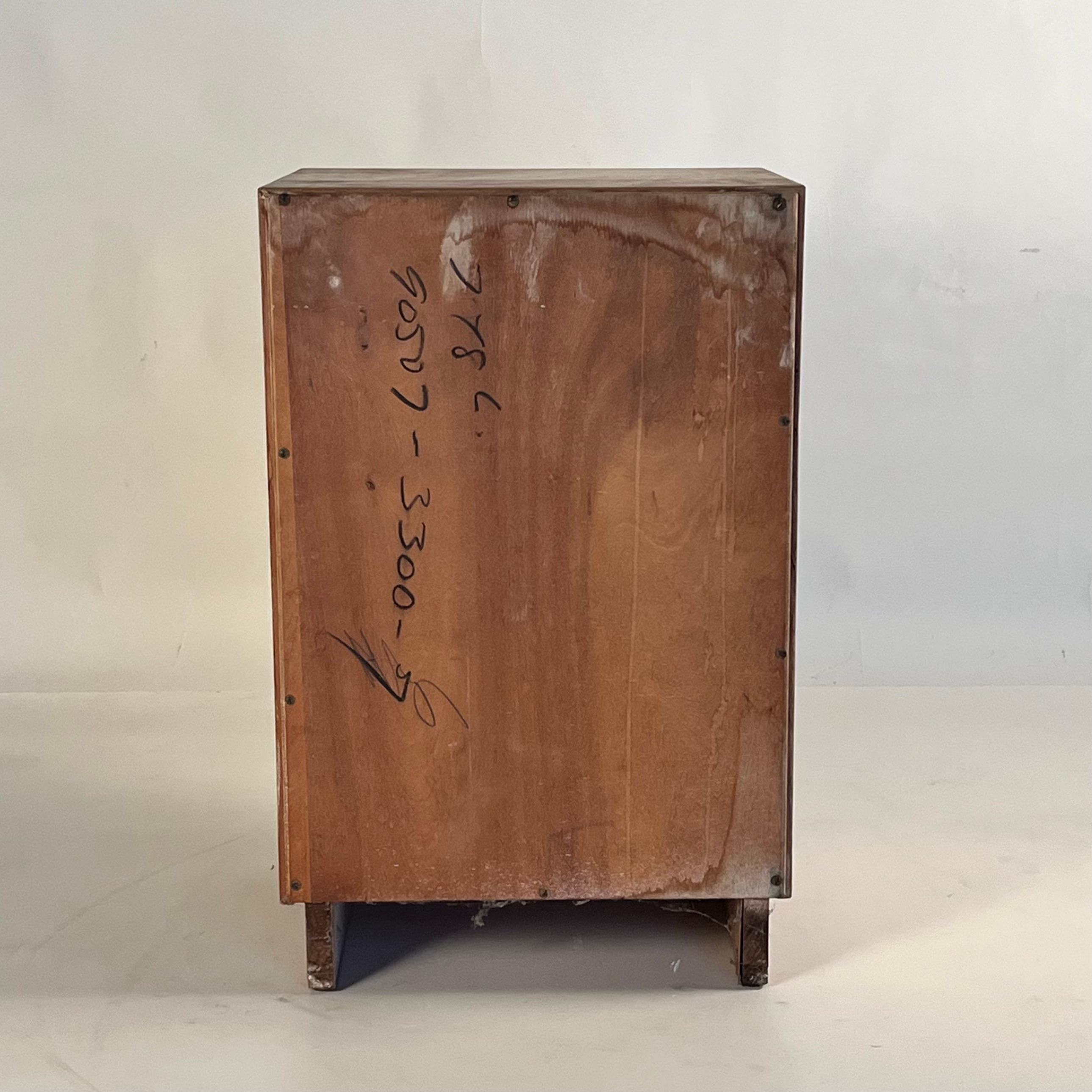 Small Patinated Walnut Midcentury Night Stand or Cabinet For Sale 2