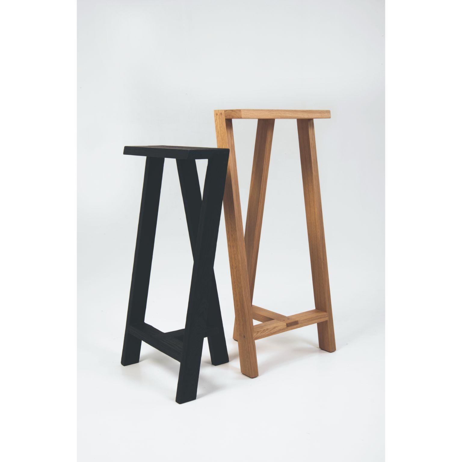 Contemporary Small Pausa Oak Stool by Pierre-Emmanuel Vandeputte For Sale