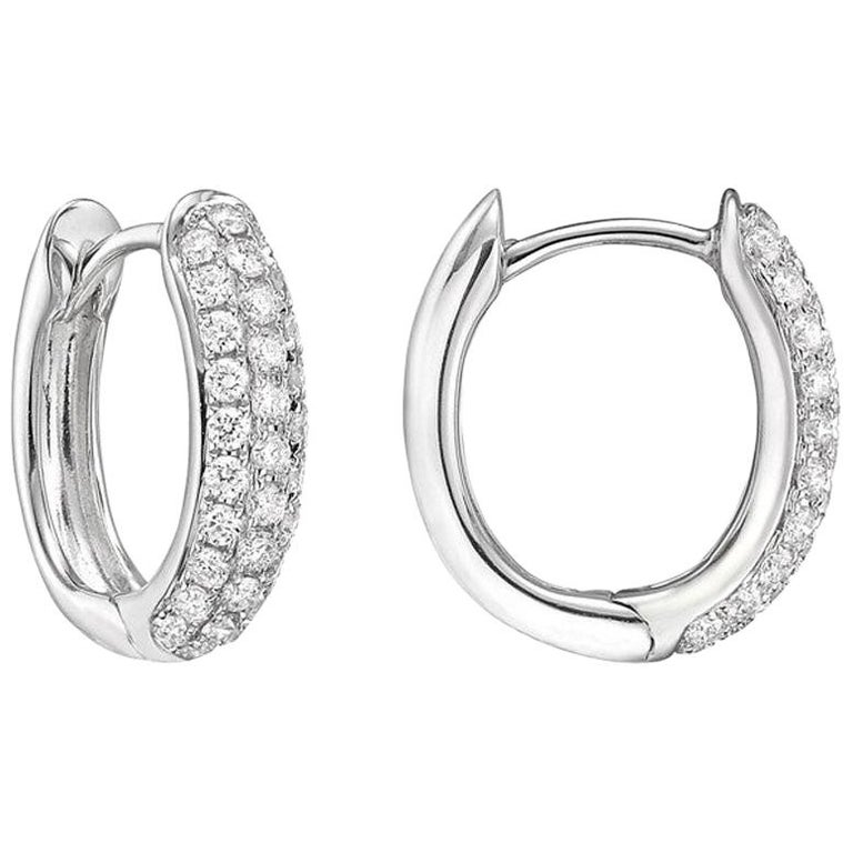 Small Pavé Diamond Hoop Earrings '0.5 Carat' at 1stDibs