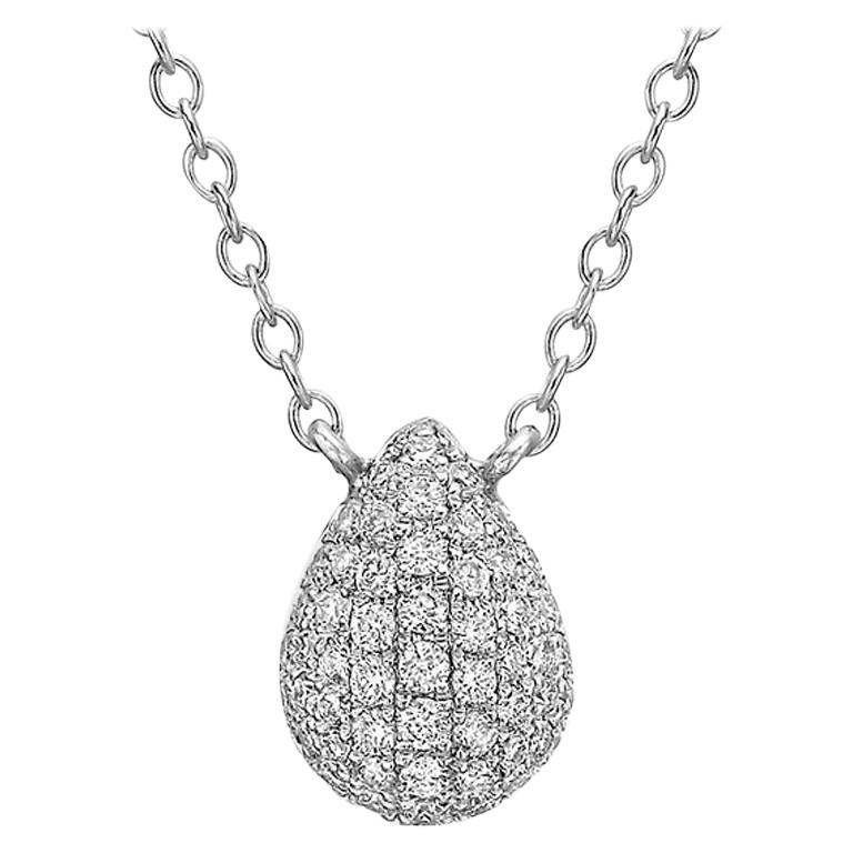 Small Pavé Diamond Pear-Shaped Pendant For Sale