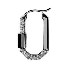AS29 Small Pave Diamond Single Lock Earring in 18k Black Gold