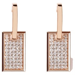 Small Pave Diamond Tag Earrings in 18k Rose Gold