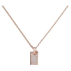 Small Pave Diamond Tag Necklace in 18k Pink Gold