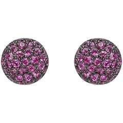 Small Pavé Pink Sapphire Domed Earstuds