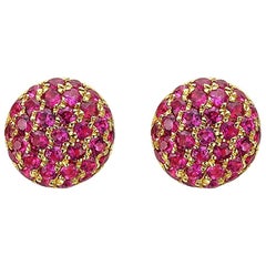 Small Pavé Ruby Domed Earstuds