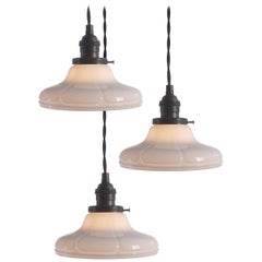 Antique Small Pedal Pattern Milk Glass Pendent