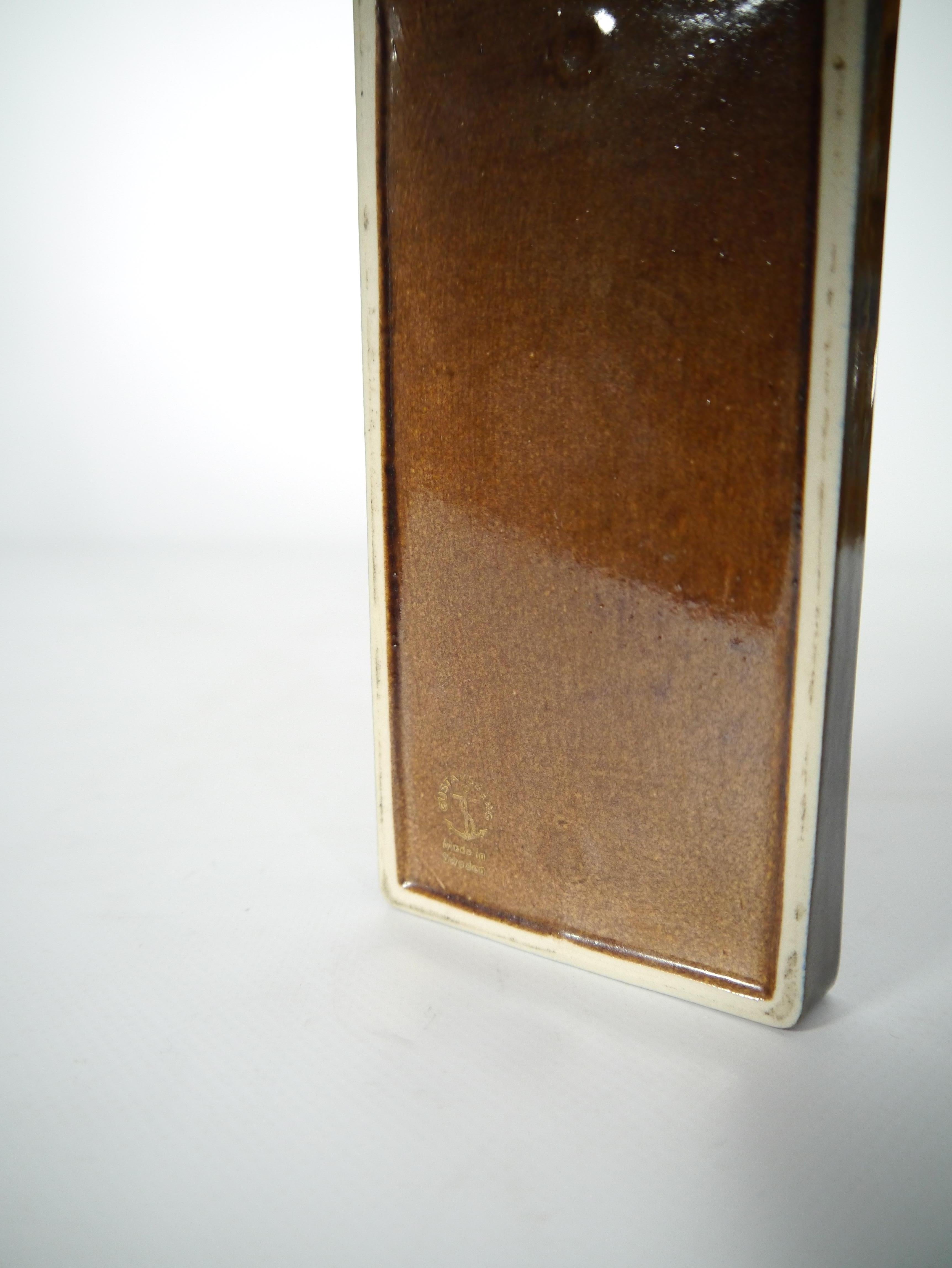 Suédois Petit plumier avec motif en argent par Sven Johnson pour Gustavsberg, Suède années 1950 en vente