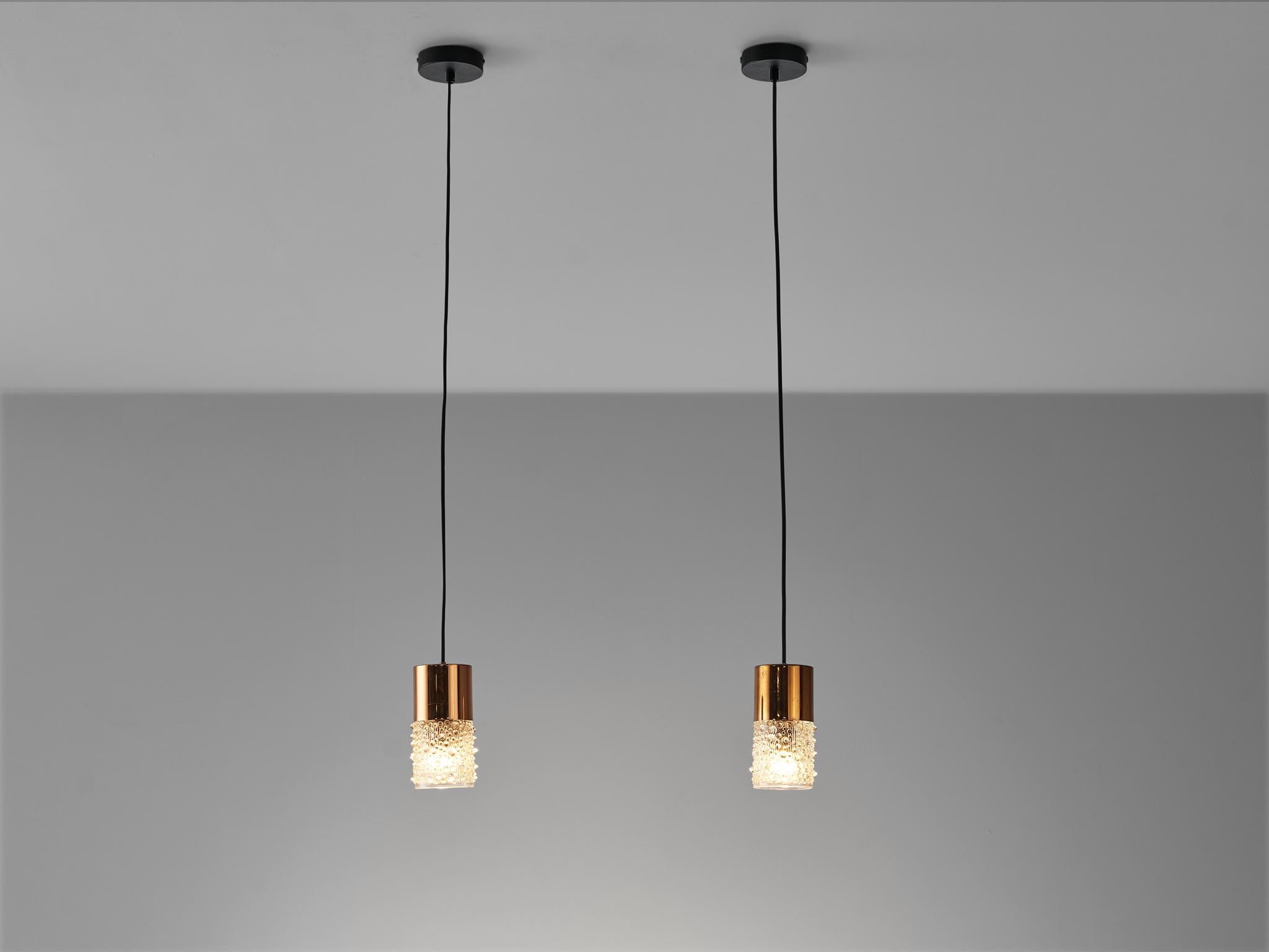 Small Pendants in Copper and Moulded Glass In Good Condition For Sale In Waalwijk, NL