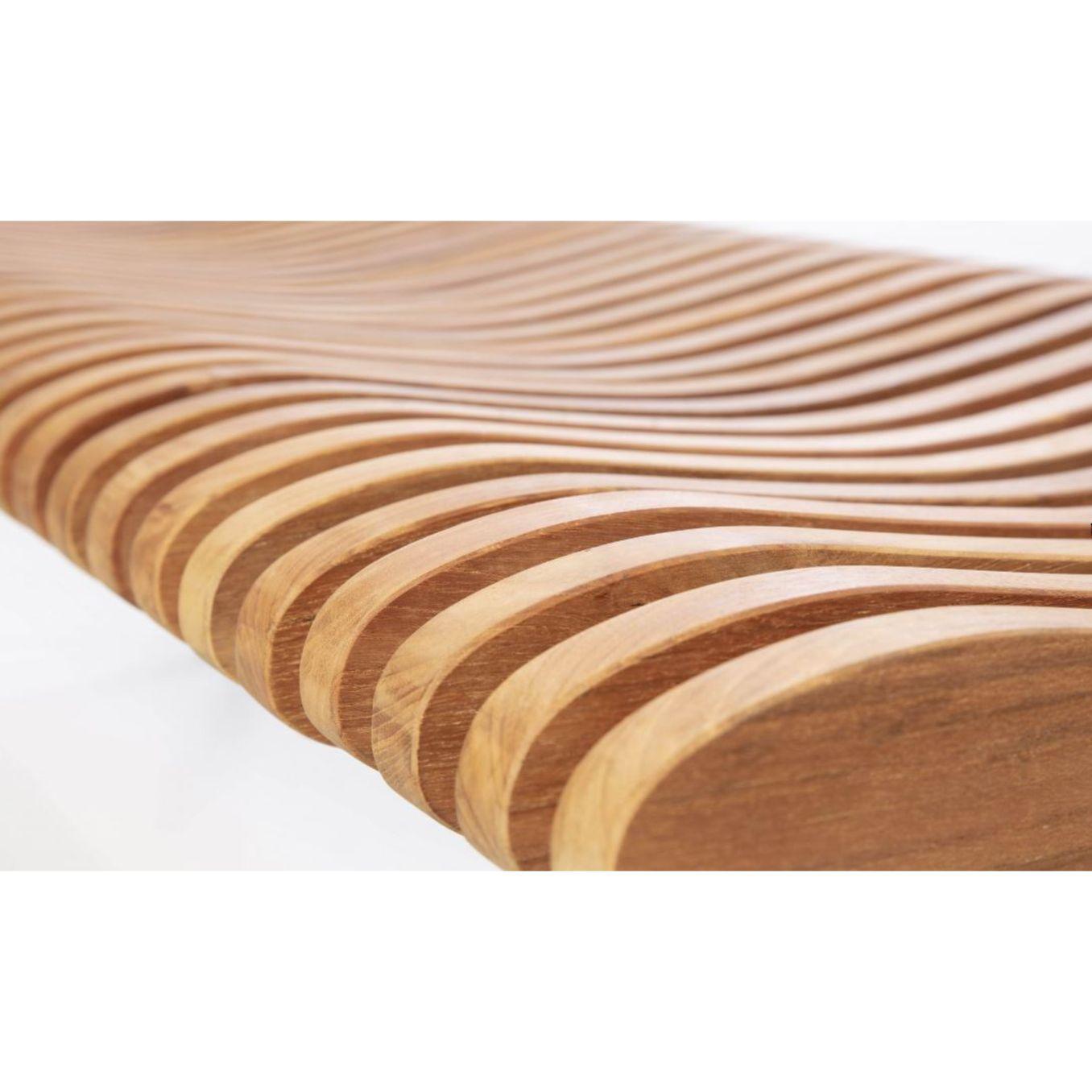 Francese Panchina Perlude in teak di Caroline Voet in vendita
