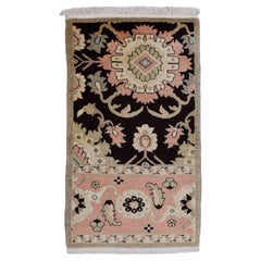 Wool Persian Farahan Rug, Pink, Black, and Gray, 2’ x 4’