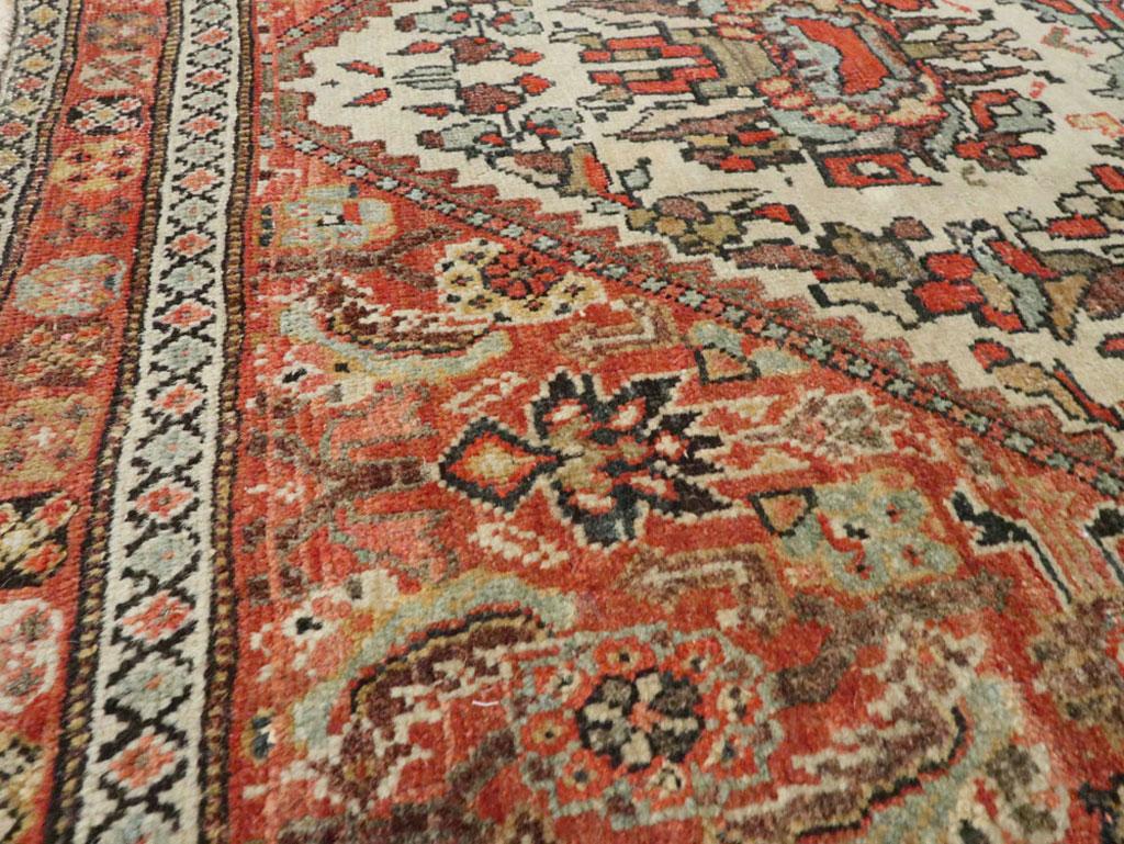 Small Persian Fereghan Folk Rug in Rust and Ivory In Good Condition In New York, NY