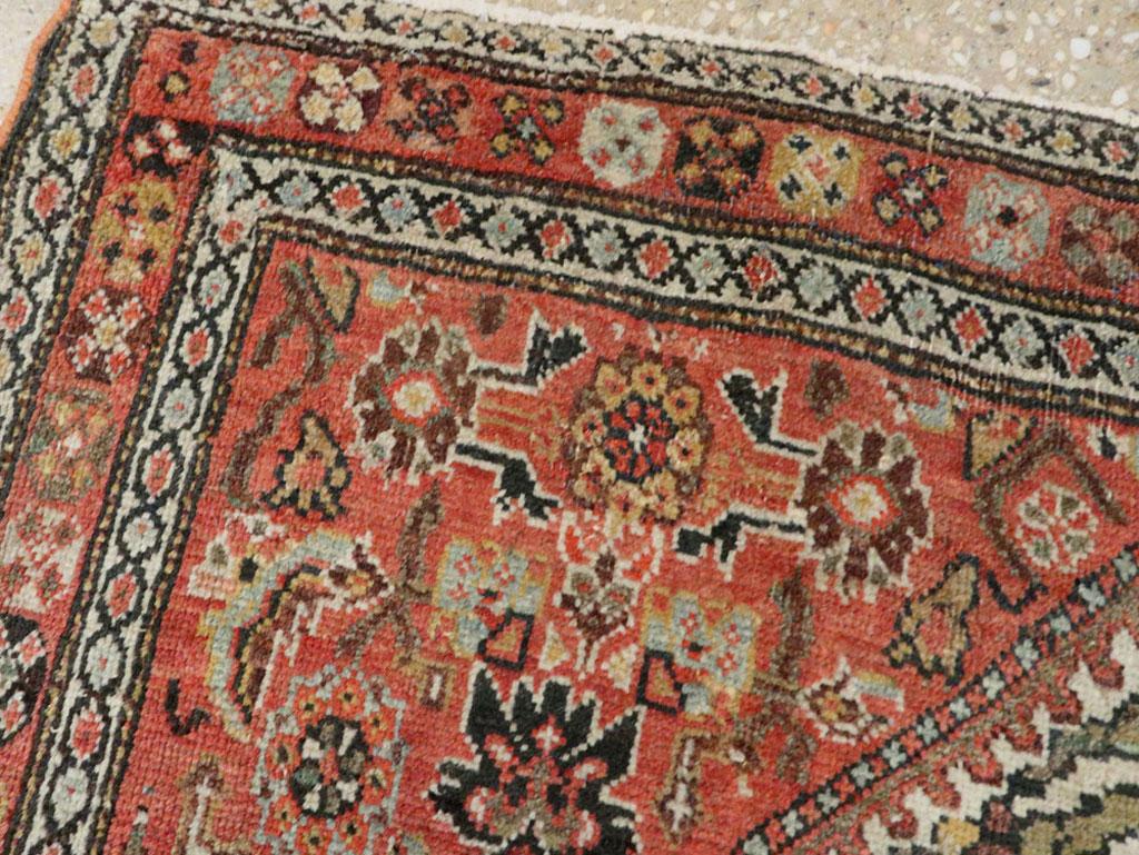 19th Century Small Persian Fereghan Folk Rug in Rust and Ivory