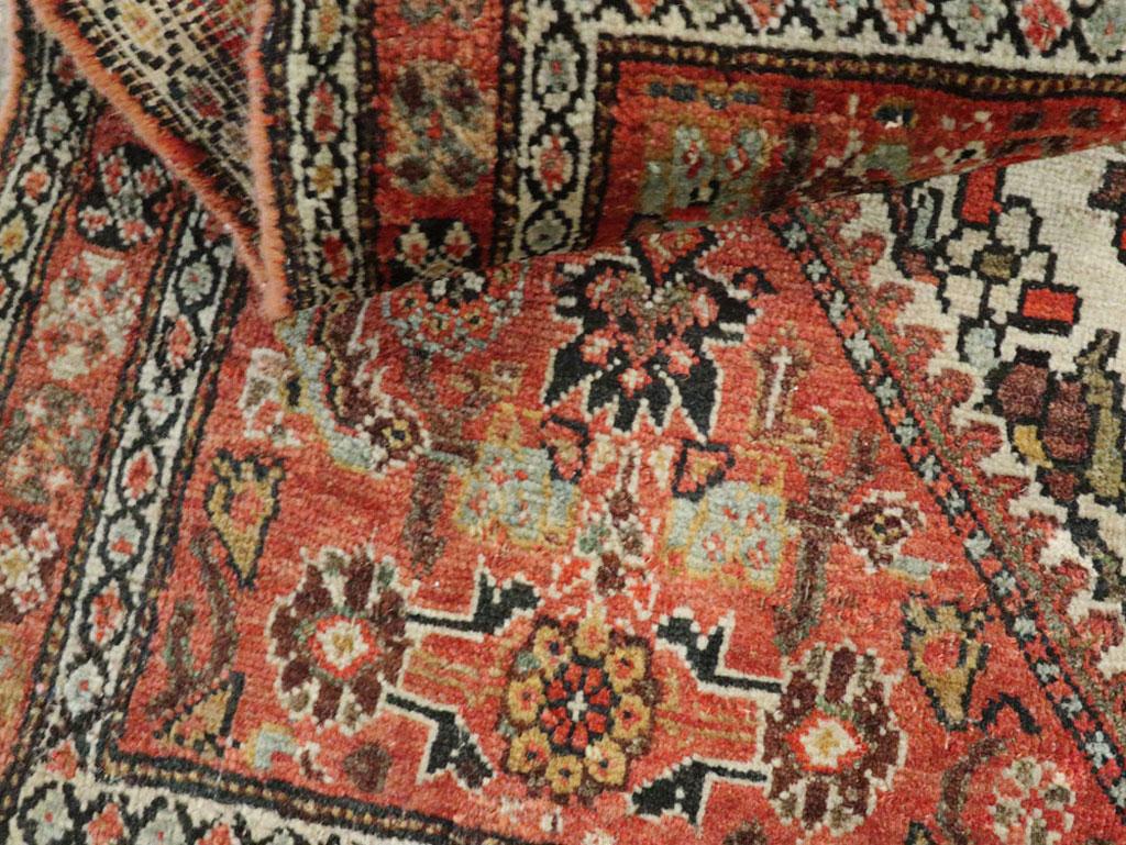 Small Persian Fereghan Folk Rug in Rust and Ivory 2