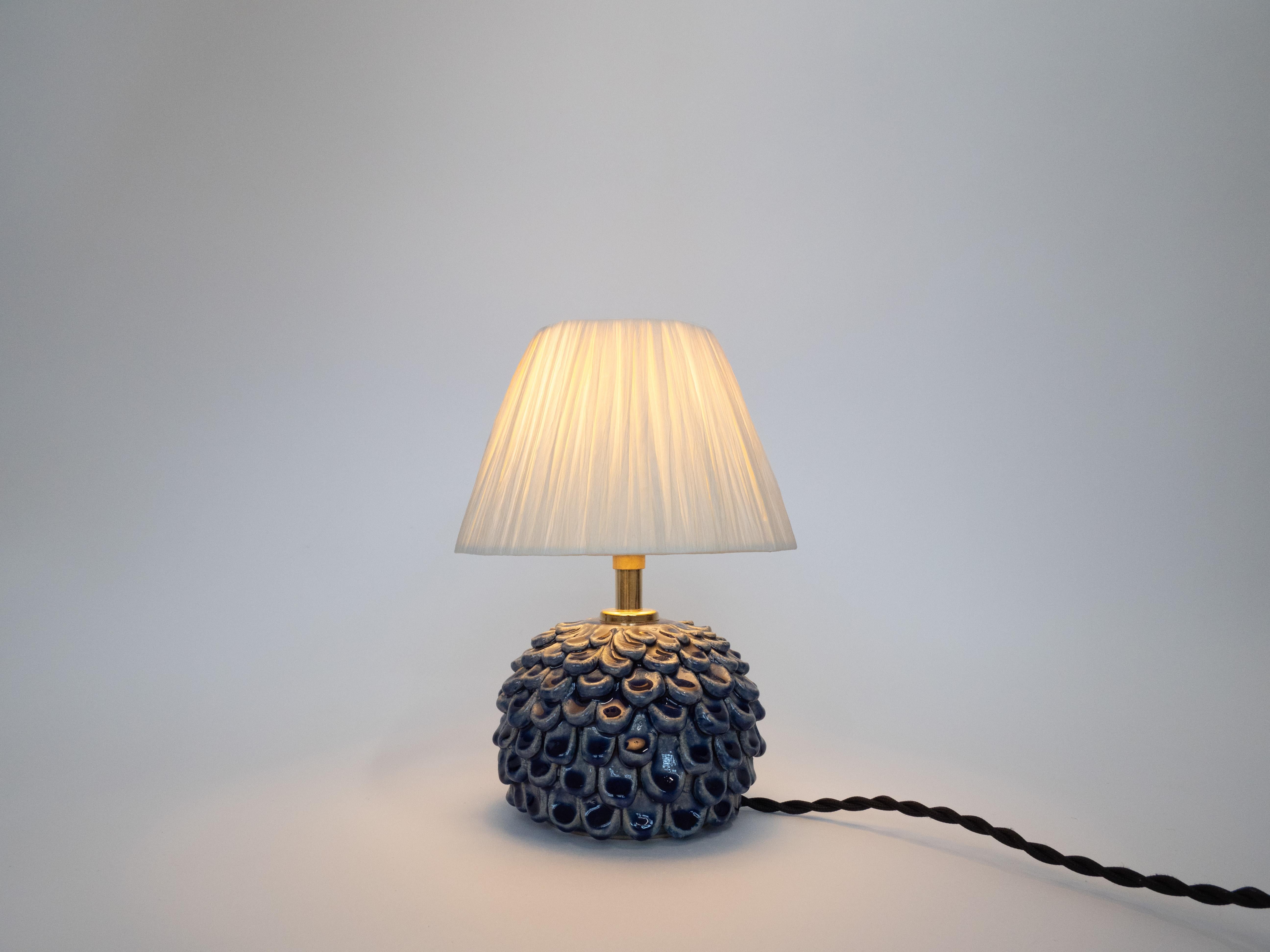 European Small Petal Blue Table Lamp For Sale