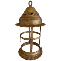 Petite Gilt Metal Hanging Lantern