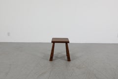 Small Pierre Chapo Inspired Oak Side Table or Stool, Carved Legs