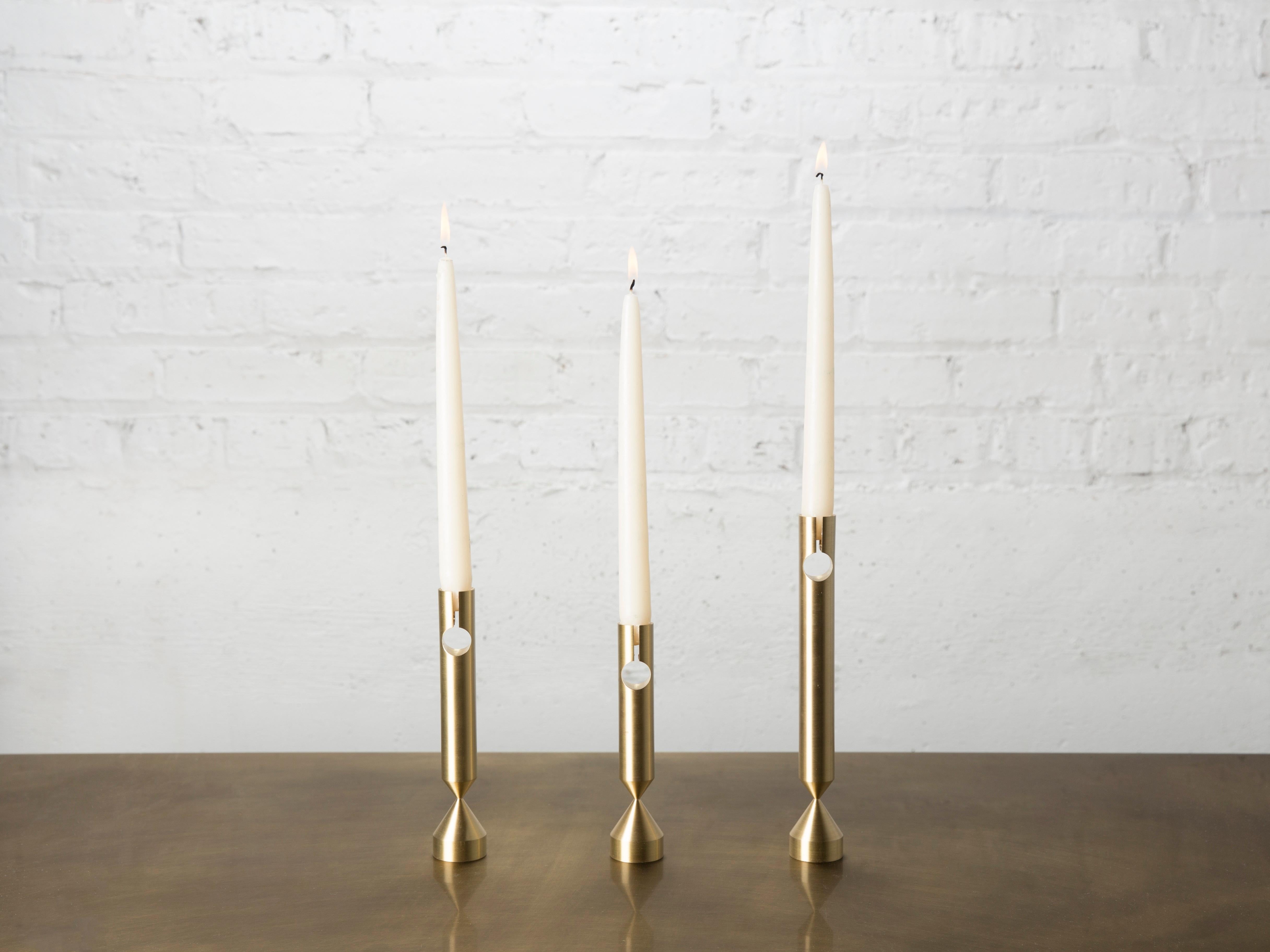 Other Small Pillar Brass Candlestick by Gentner Design For Sale