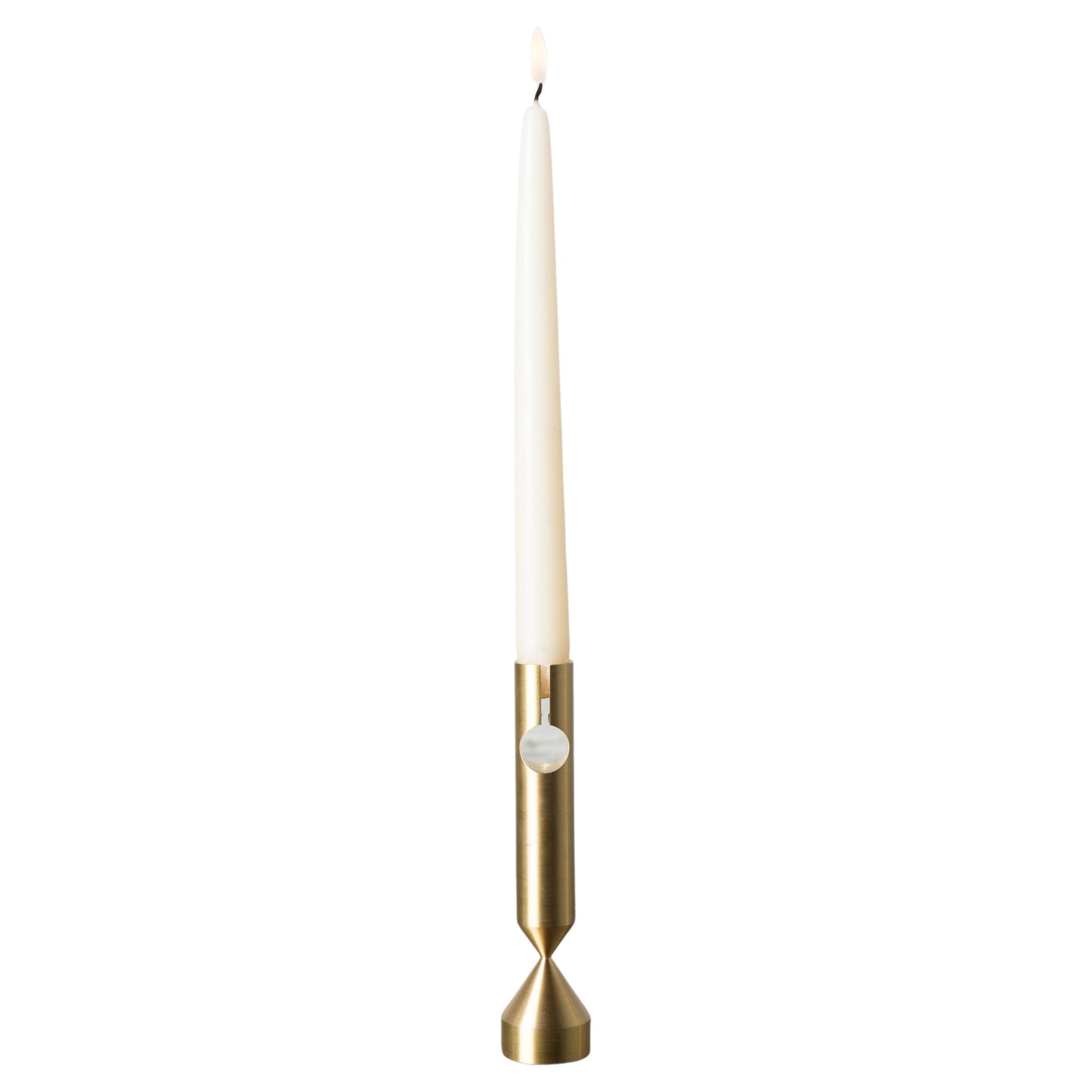 Small Pillar Brass Candlestick by Gentner Design For Sale