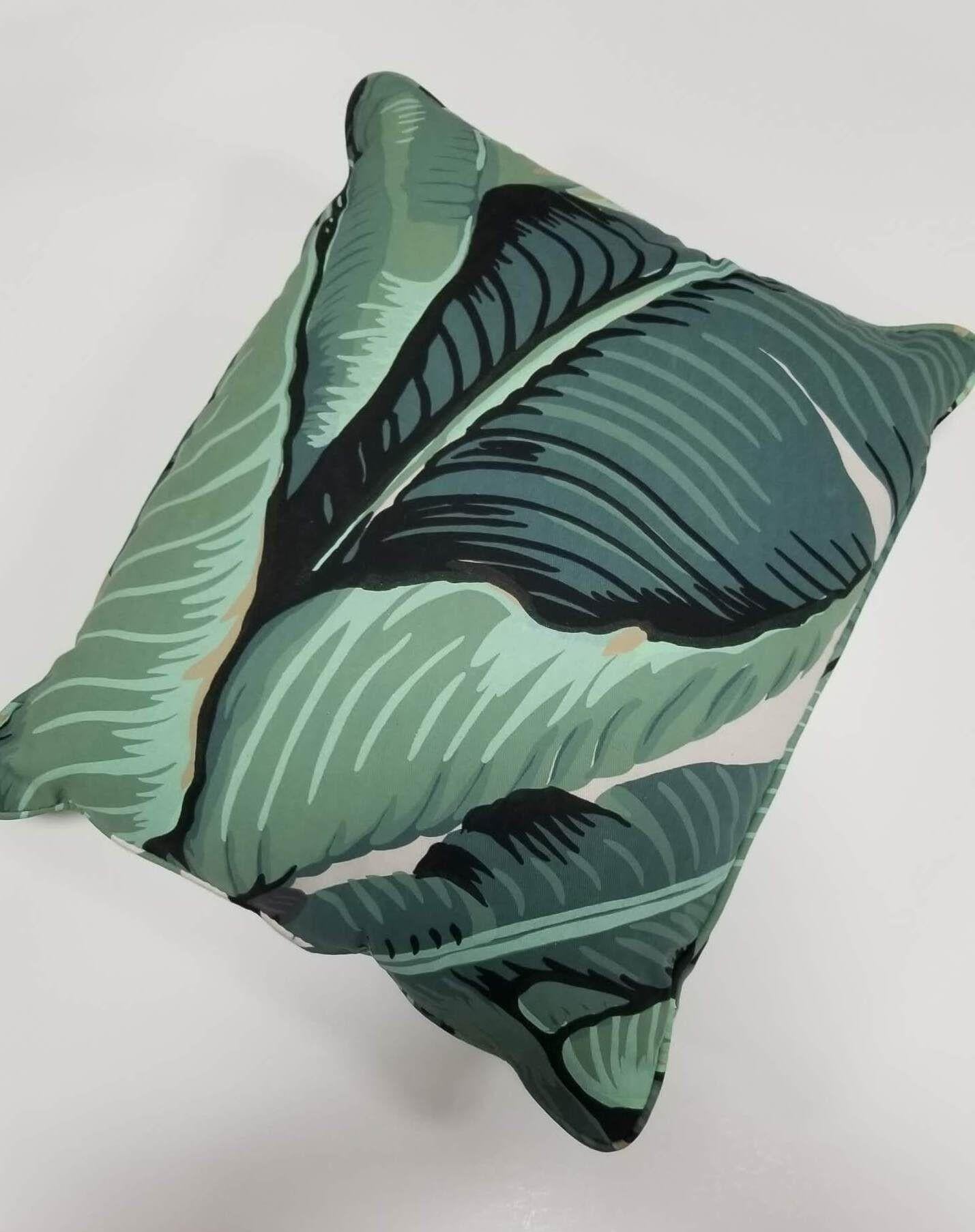 Martinique Banana Leaf Pillow from The Beverly Hills Hotel In Excellent Condition For Sale In Van Nuys, CA